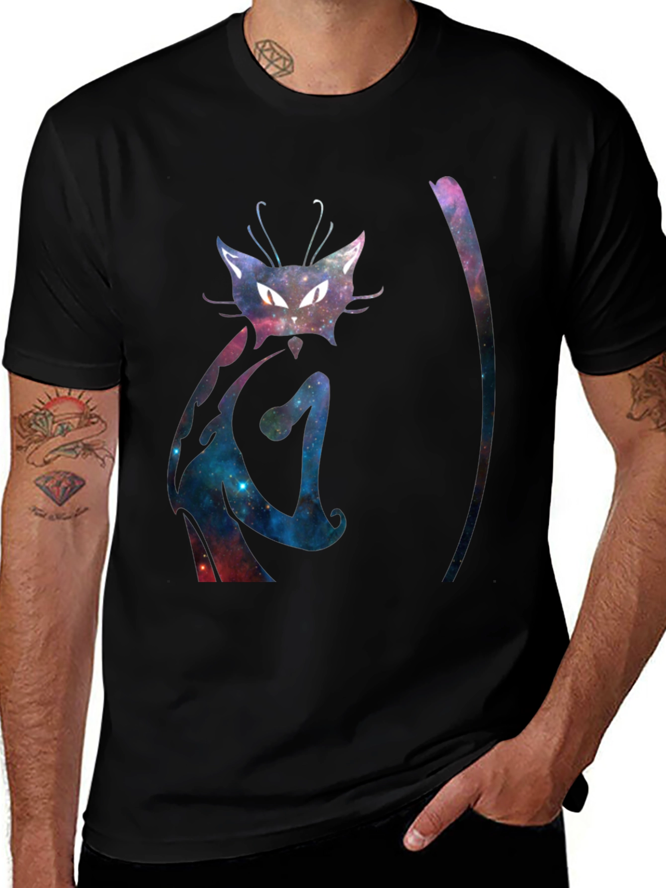 Galaxy Cat T-Shirt - Cosmic Feline Design