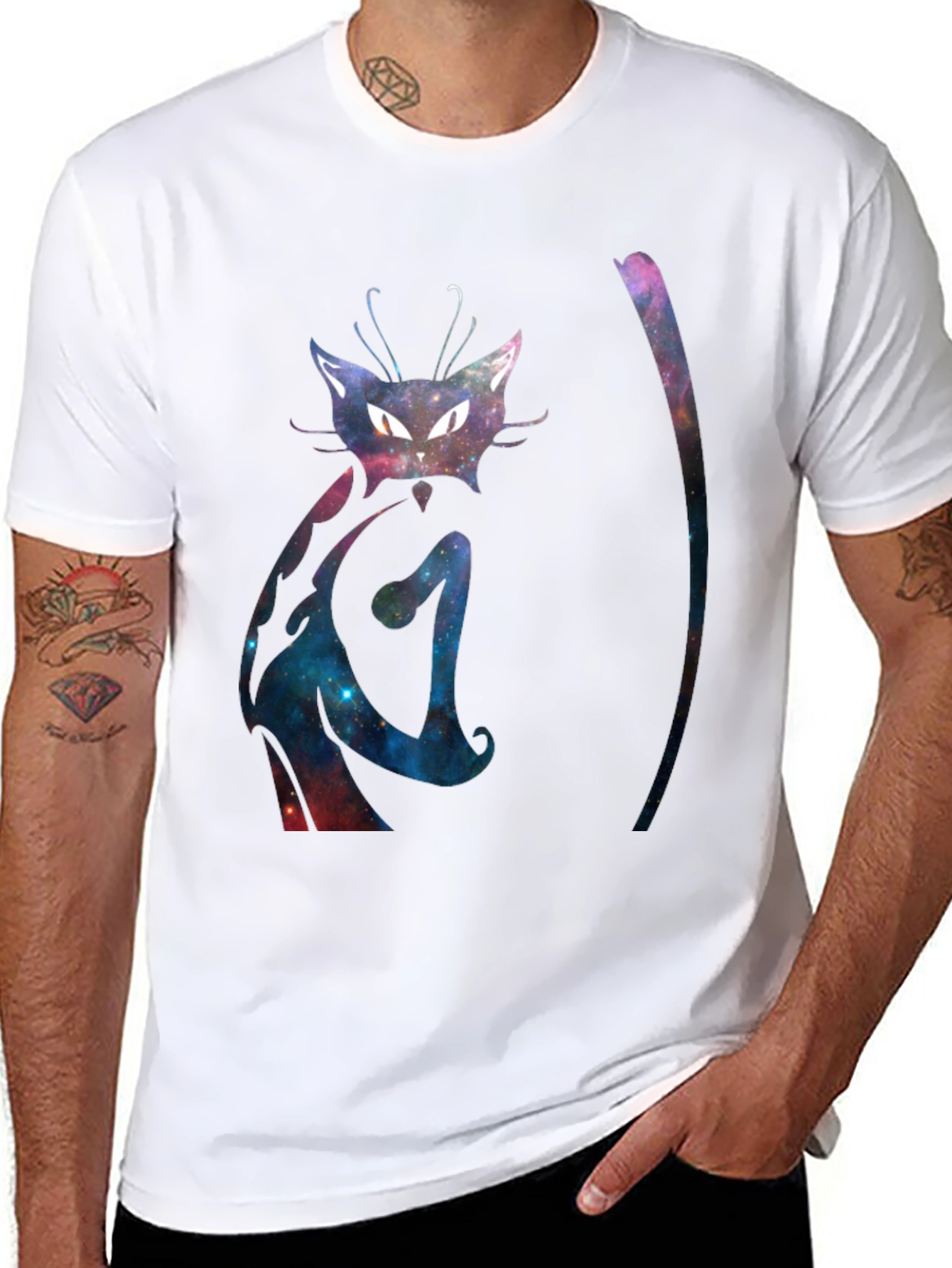 Galaxy Cat T-Shirt - Cosmic Feline Design