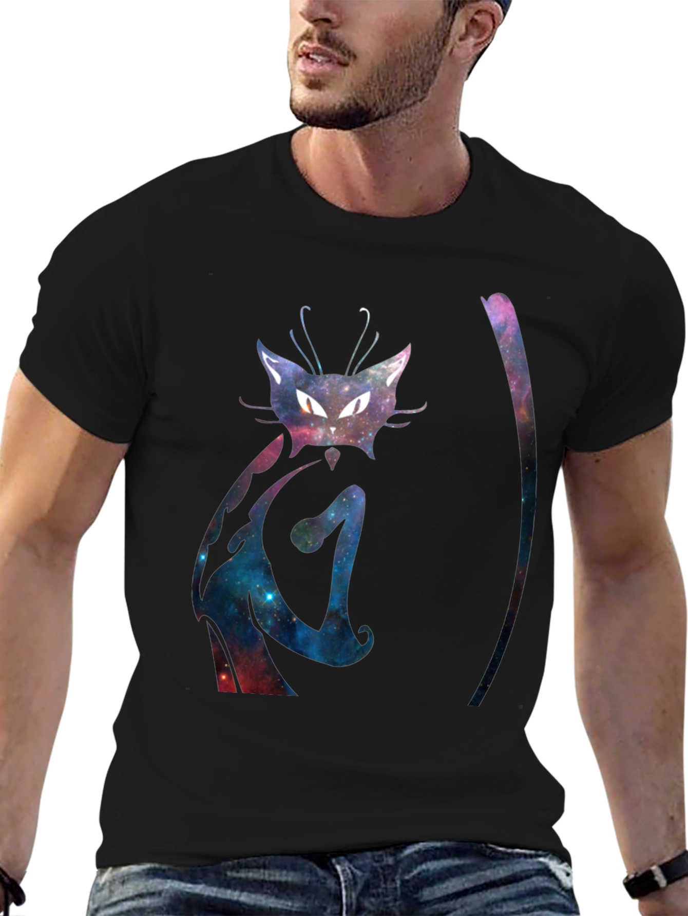 Galaxy Cat T-Shirt - Cosmic Feline Design