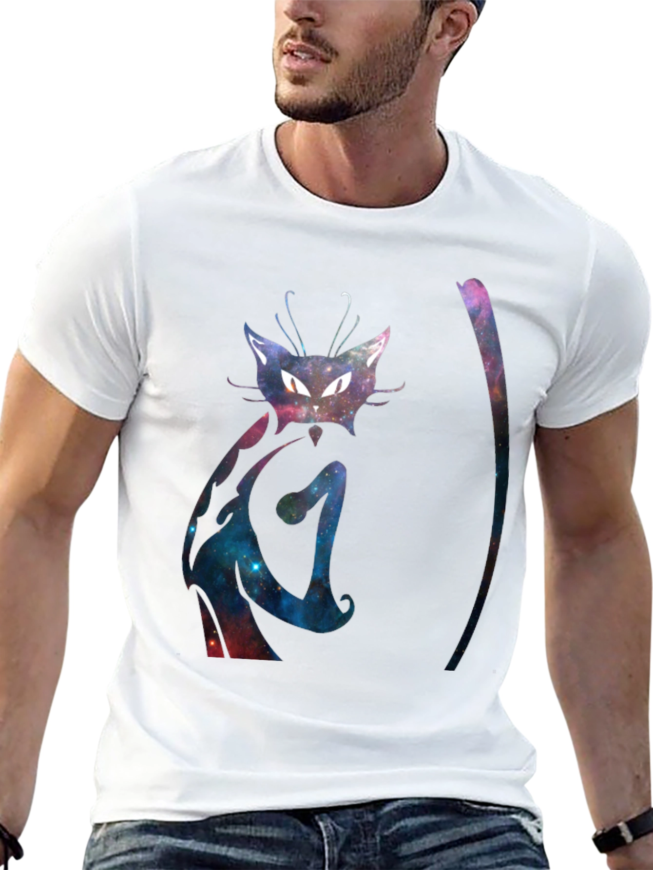 Galaxy Cat T-Shirt - Cosmic Feline Design