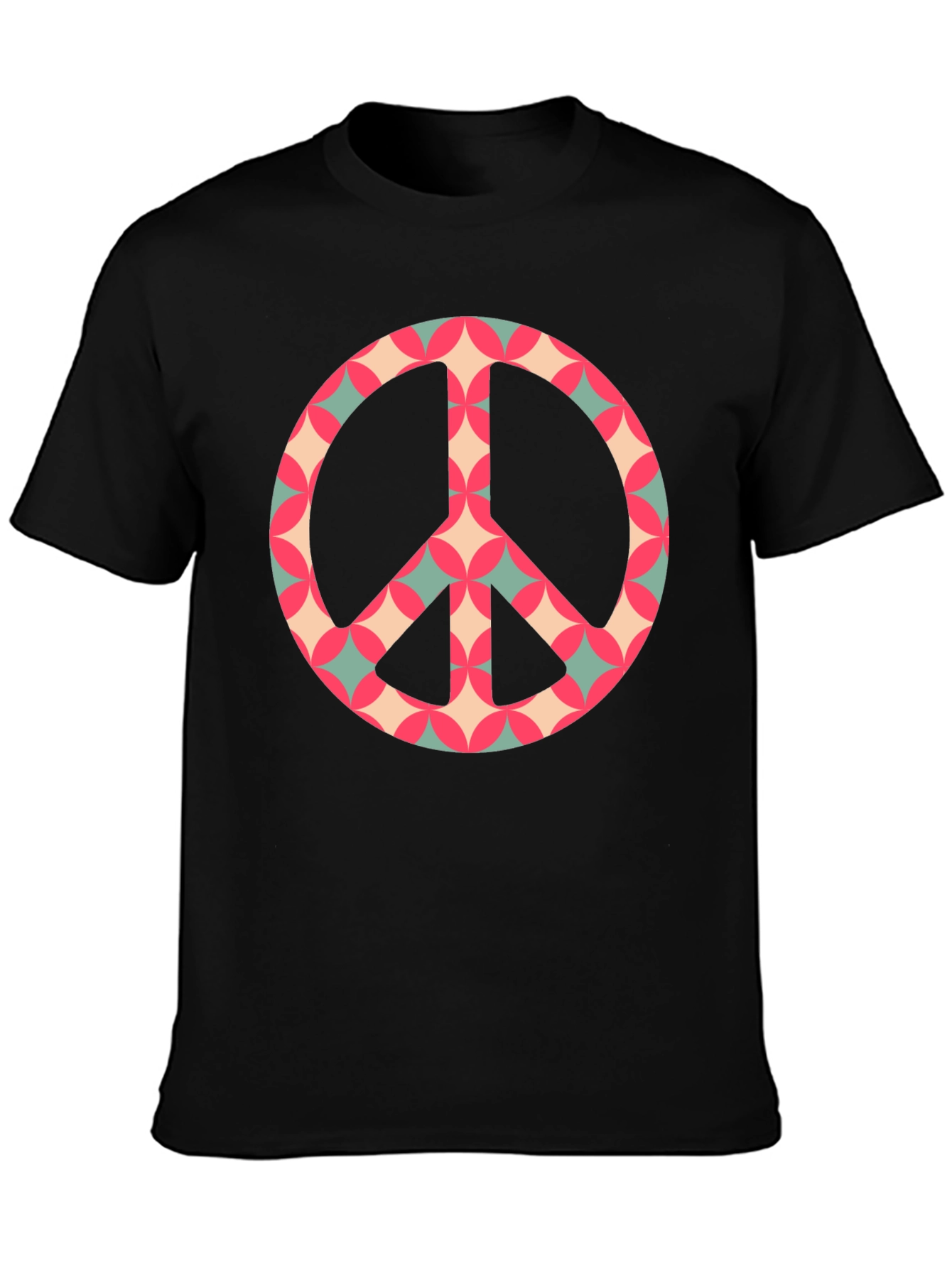 Retro Peace Sign Graphic Tee - Classic Black