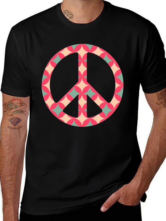 Retro Peace Sign Graphic Tee - Classic Black