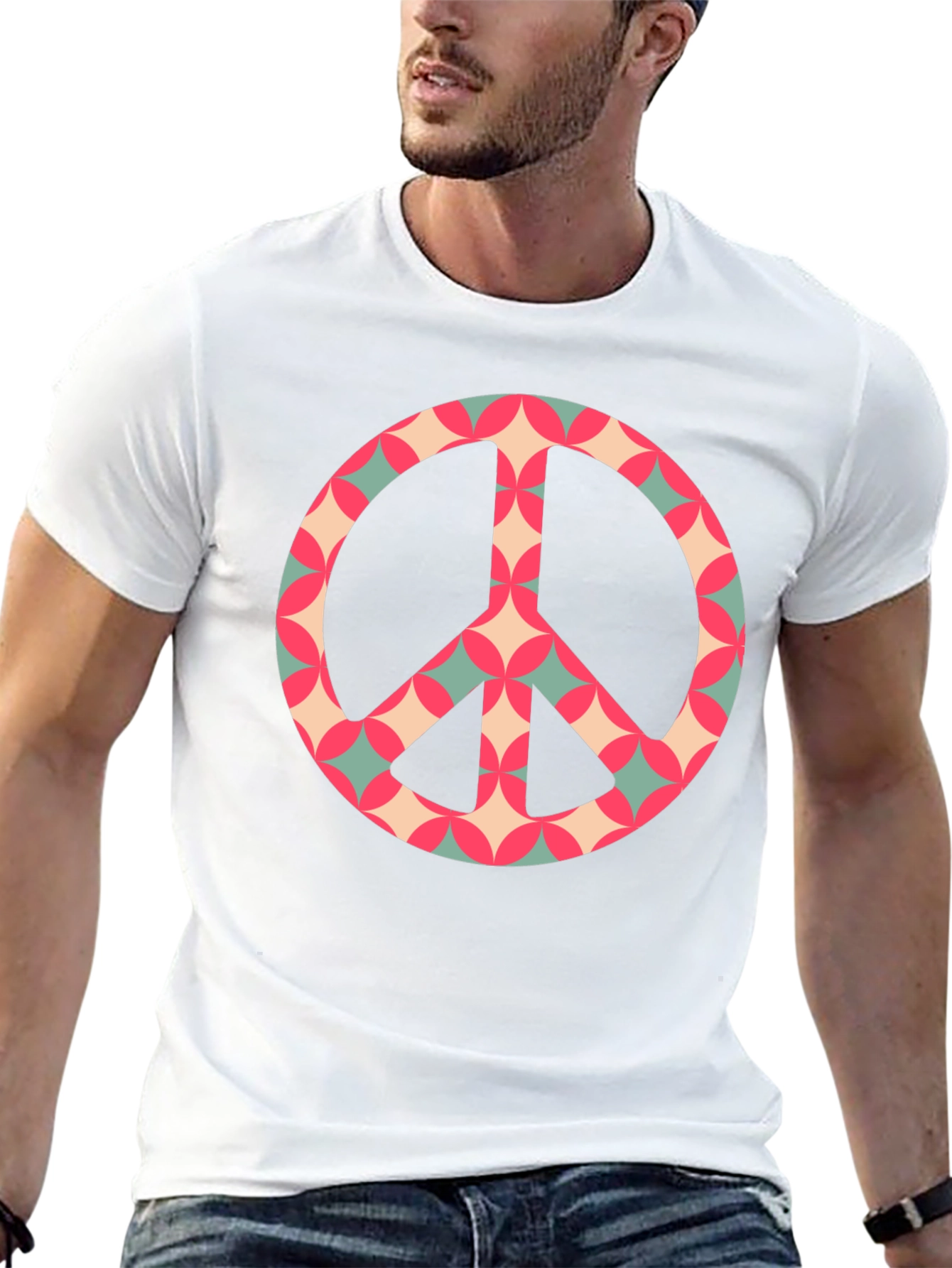 Retro Peace Sign Graphic Tee - Classic Black