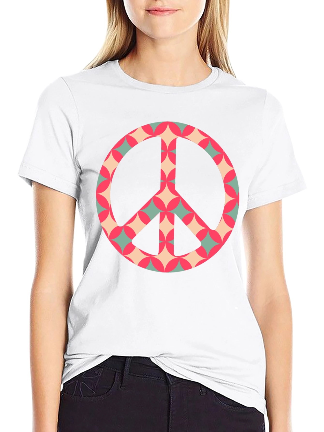 Retro Peace Sign Graphic Tee - Classic Black