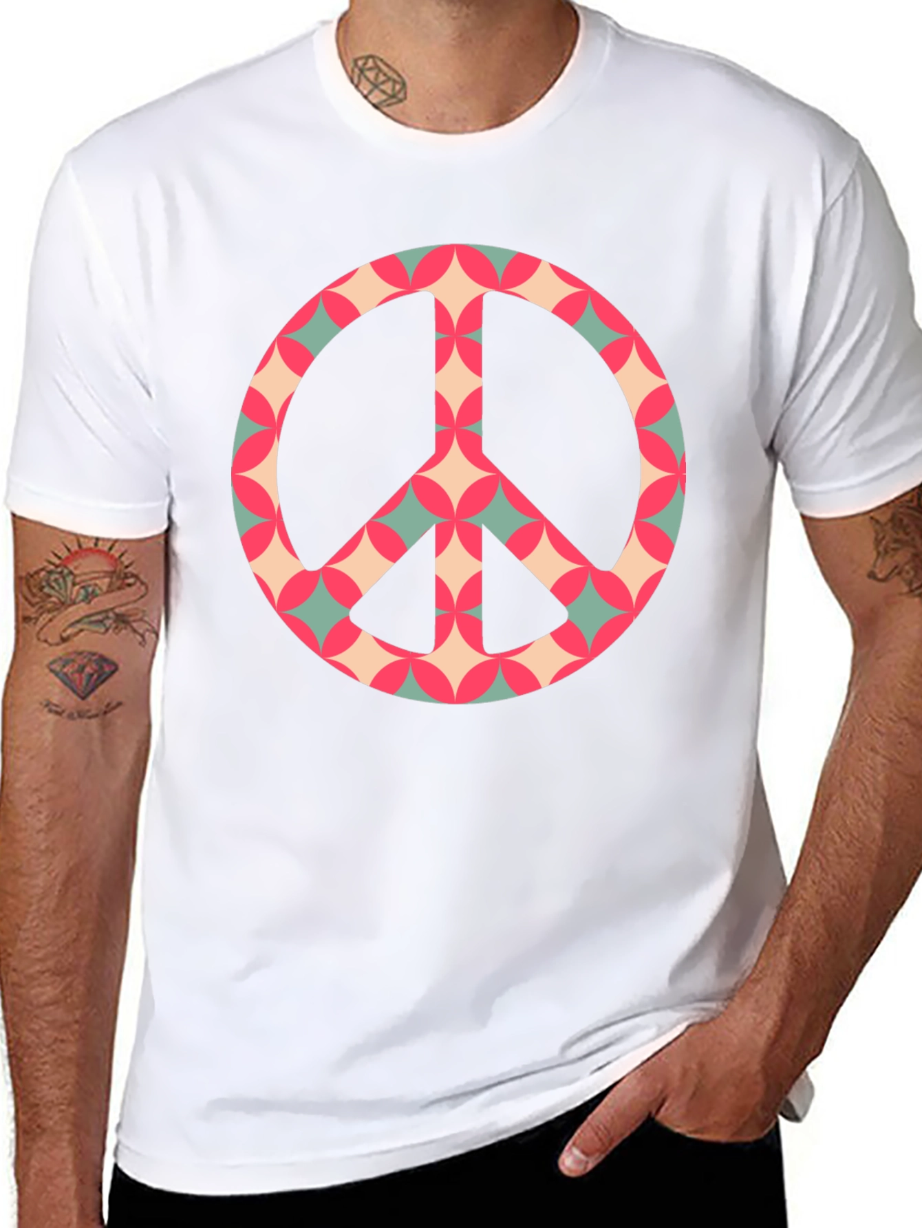 Retro Peace Sign Graphic Tee - Classic Black