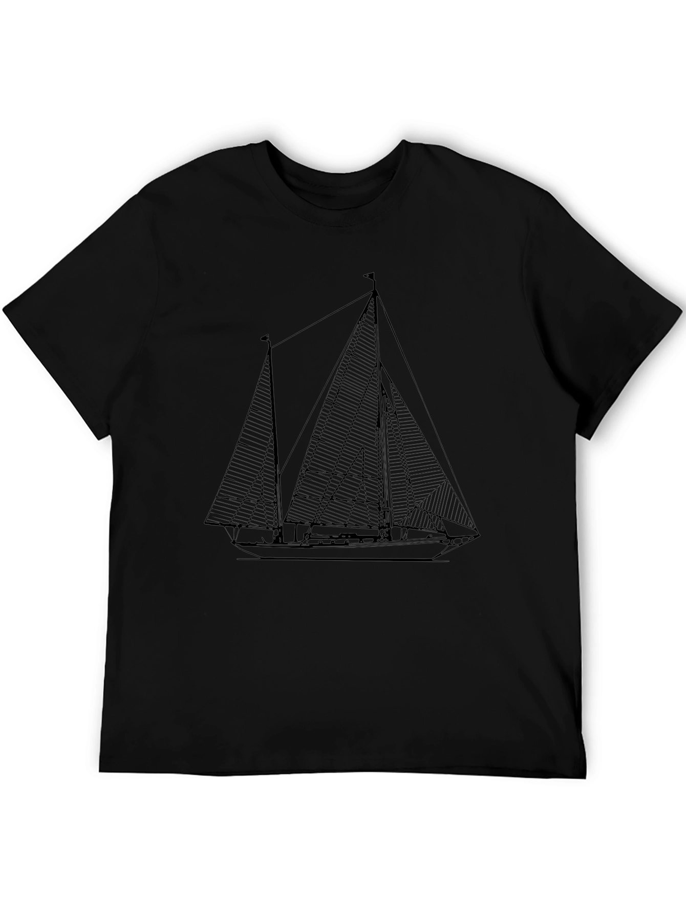 Black Sailboat Graphic Tee - Nautical Style