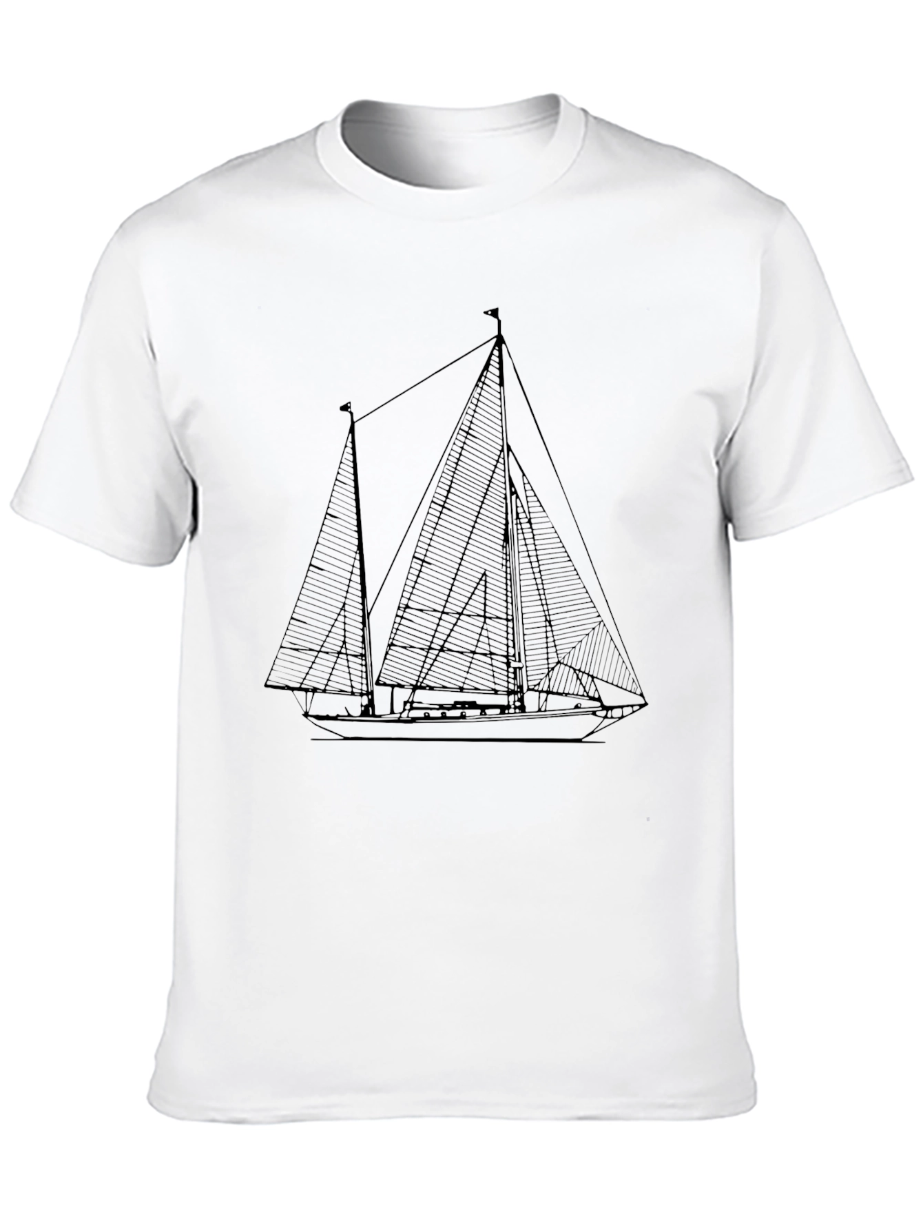 Black Sailboat Graphic Tee - Nautical Style