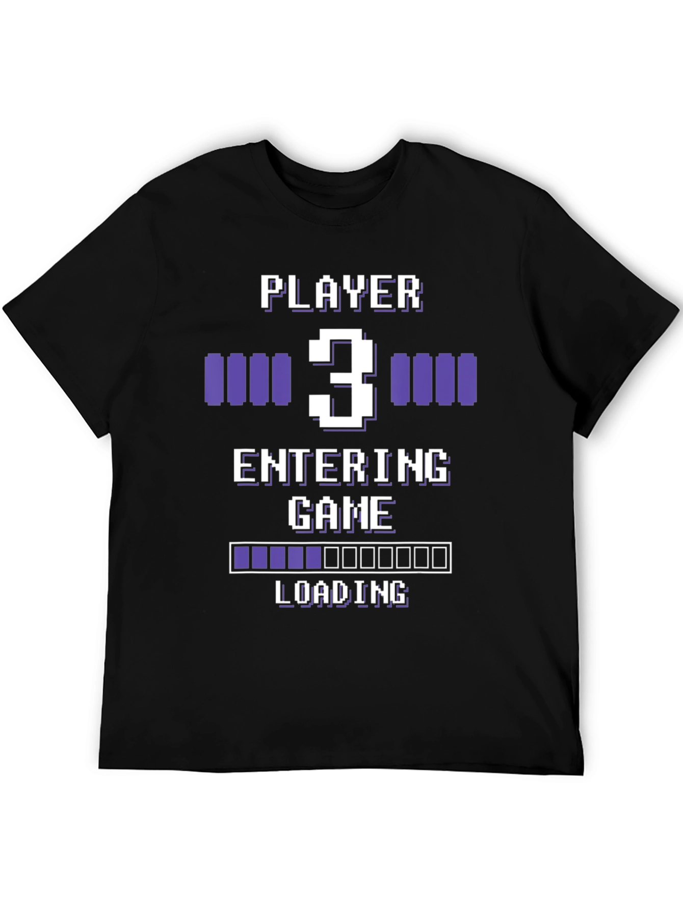 Gamer Player 3 Entering Game Black Graphic Tee