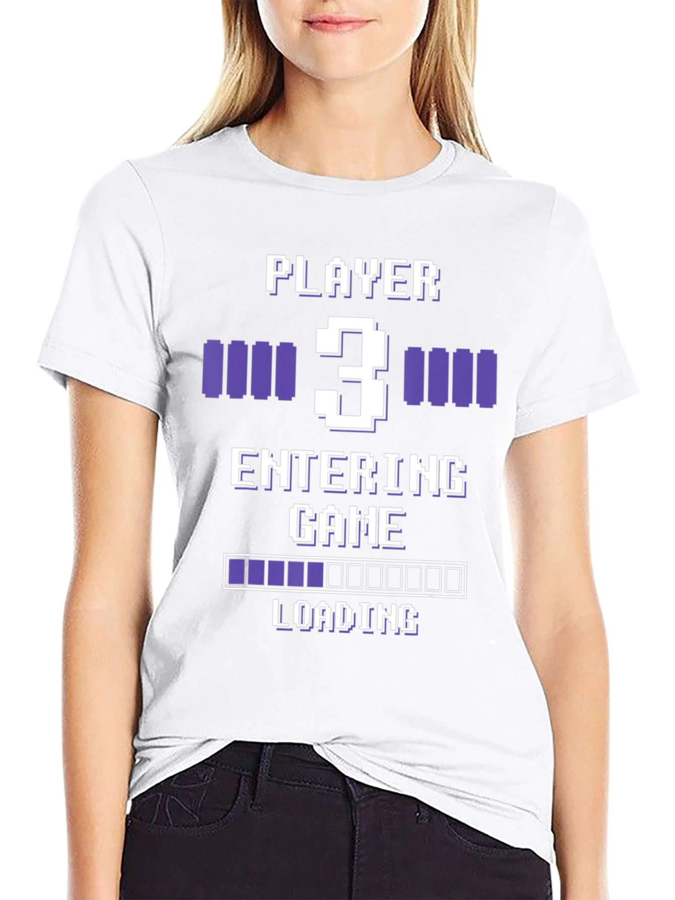 Gamer Player 3 Entering Game Black Graphic Tee