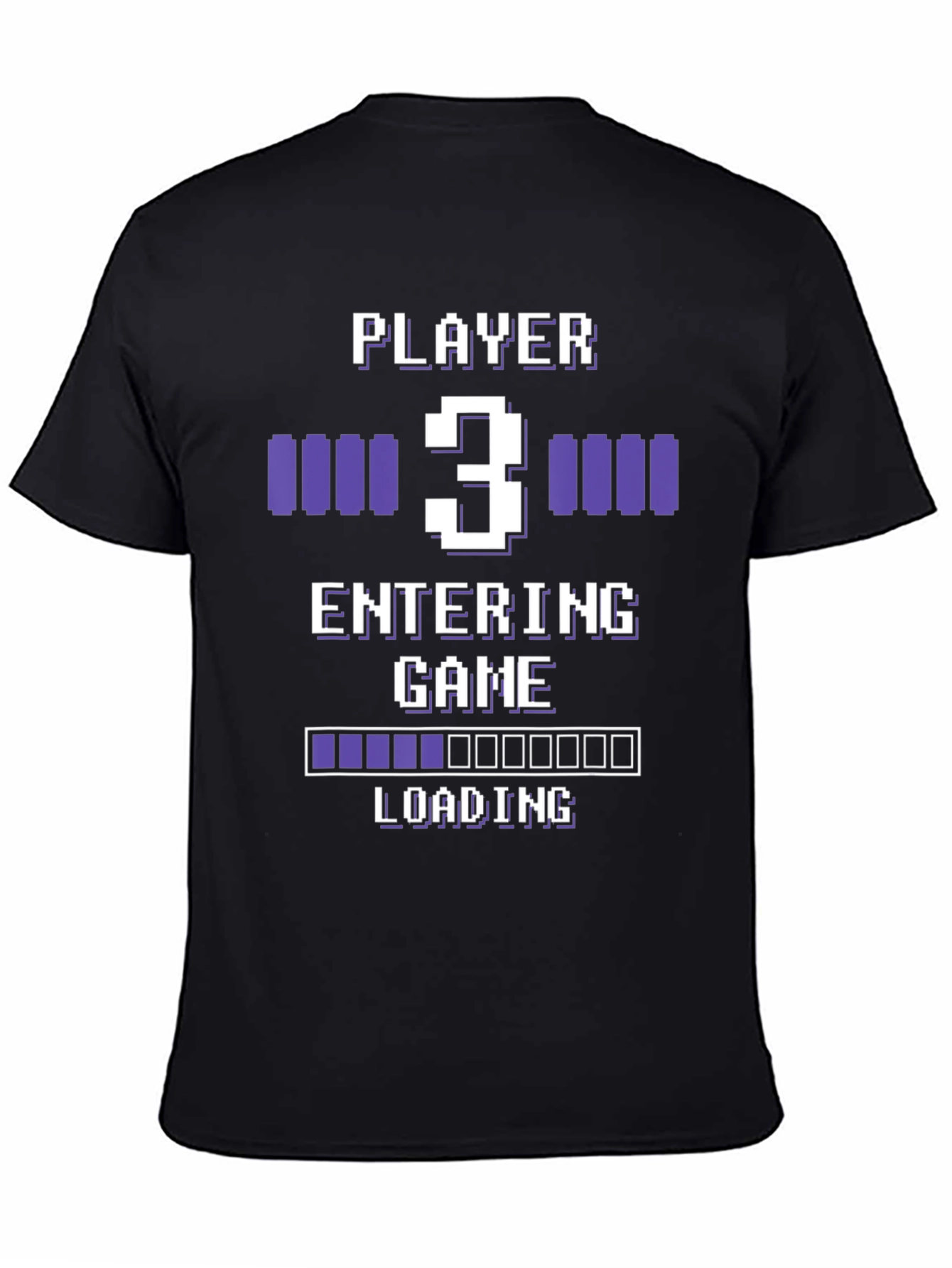 Gamer Player 3 Entering Game Black Graphic Tee