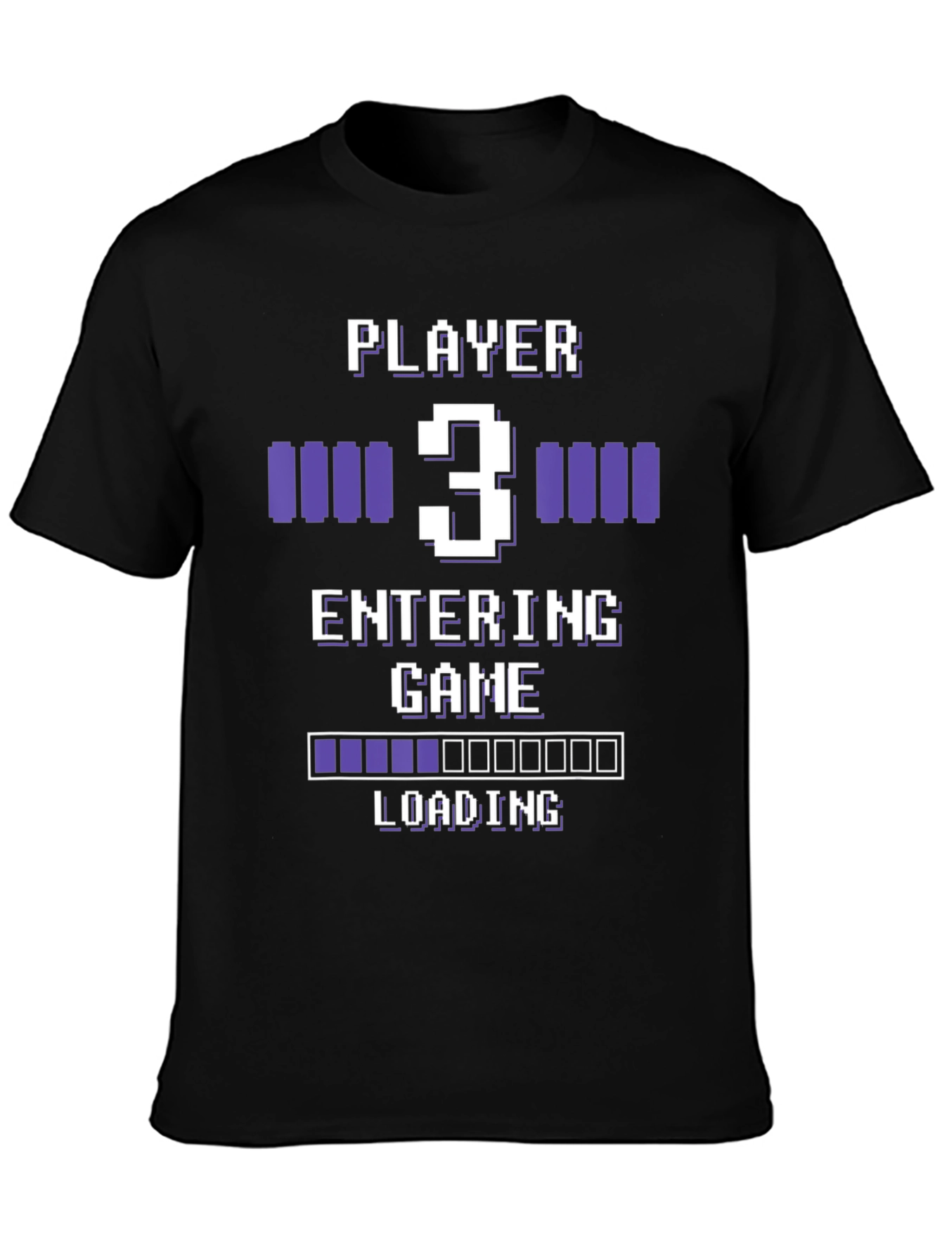 Gamer Player 3 Entering Game Black Graphic Tee