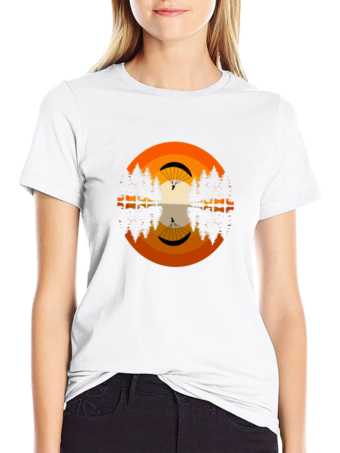 Sunset Paragliding T-Shirt - Nature Reflection Design