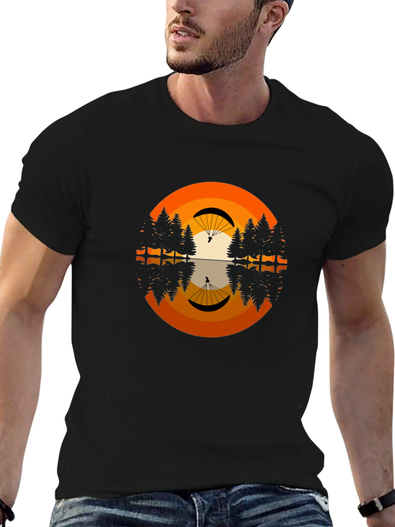 Sunset Paragliding T-Shirt - Nature Reflection Design