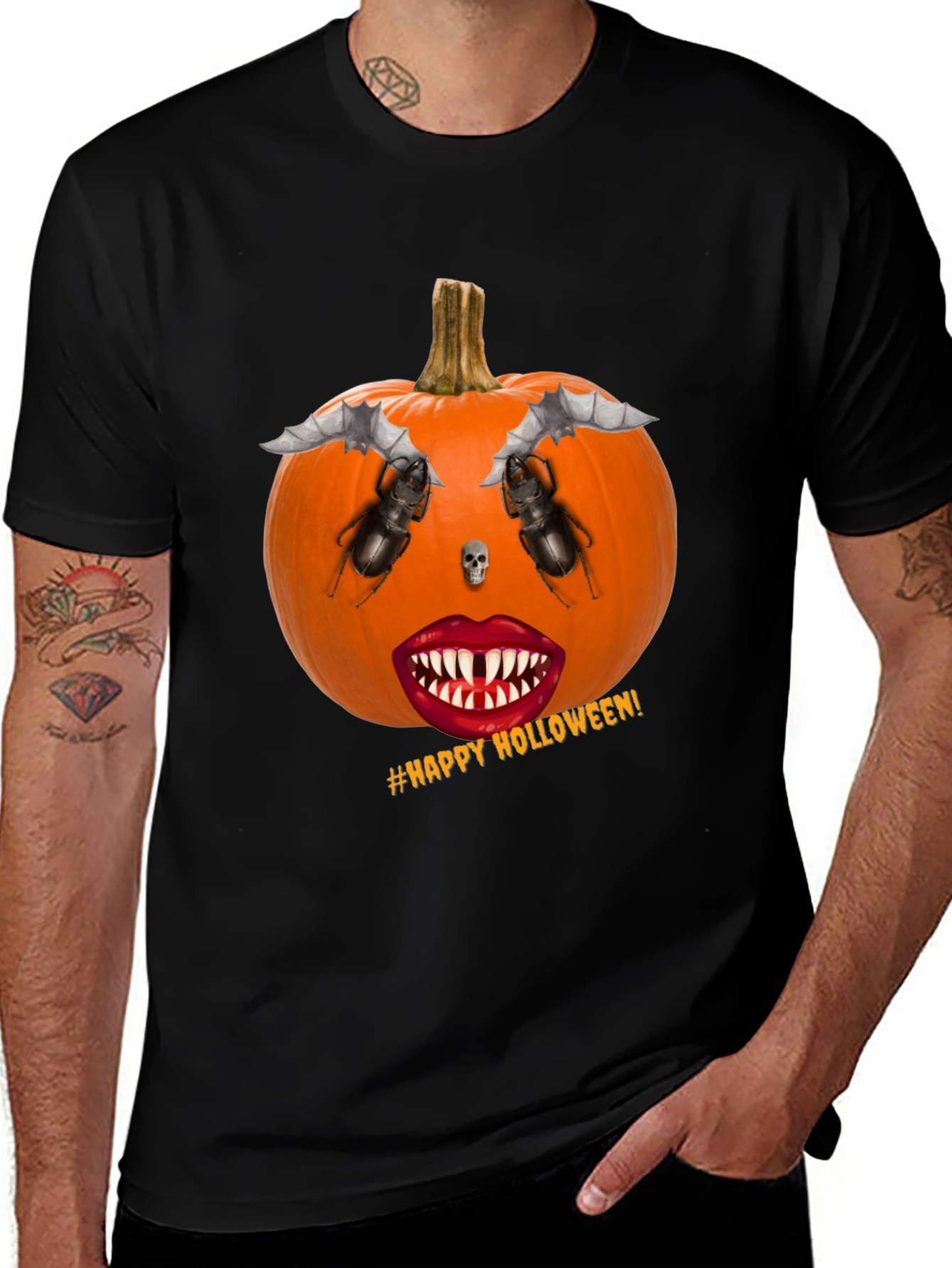 Halloween Pumpkin Face Graphic T-Shirt