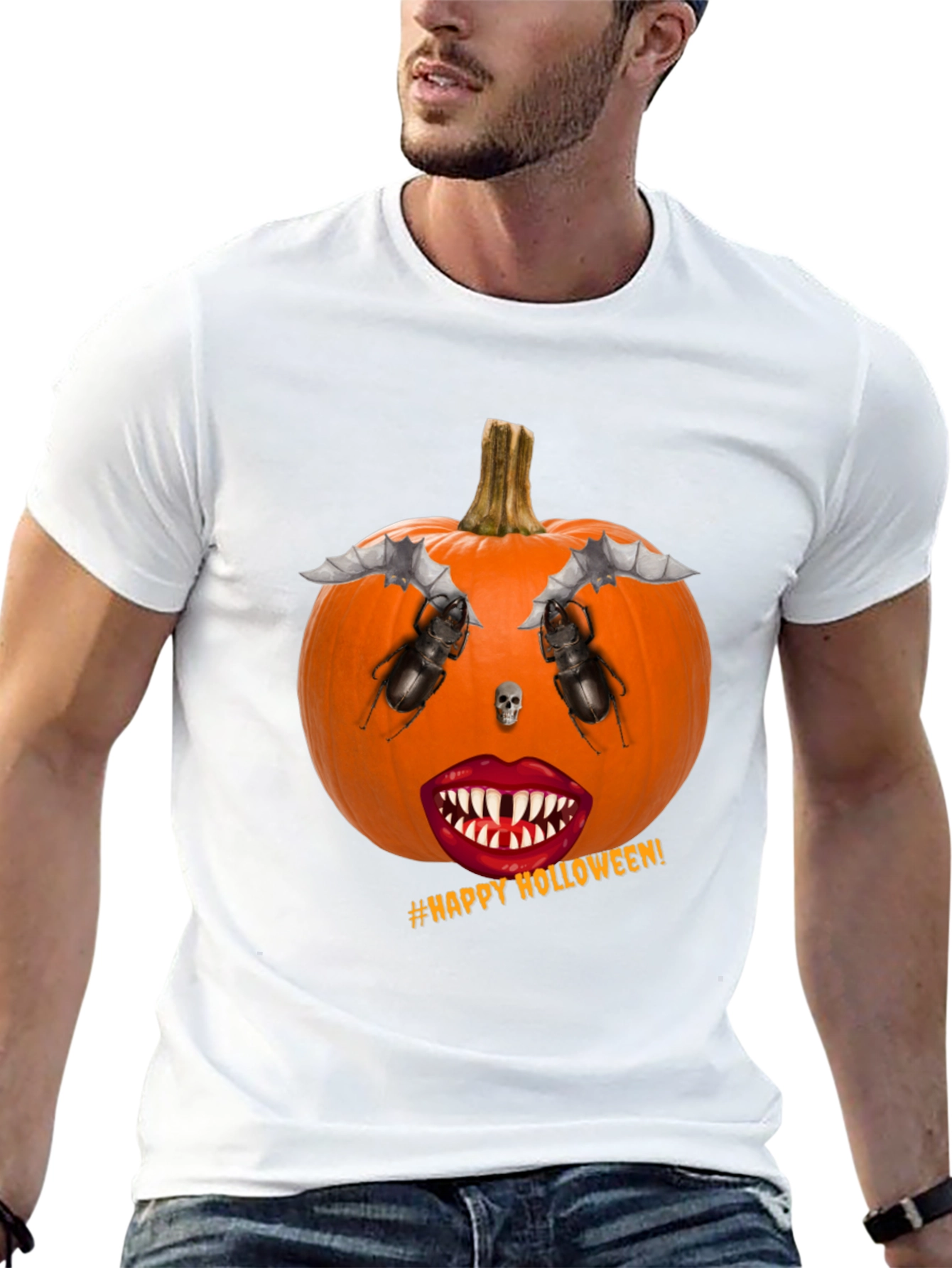 Halloween Pumpkin Face Graphic T-Shirt