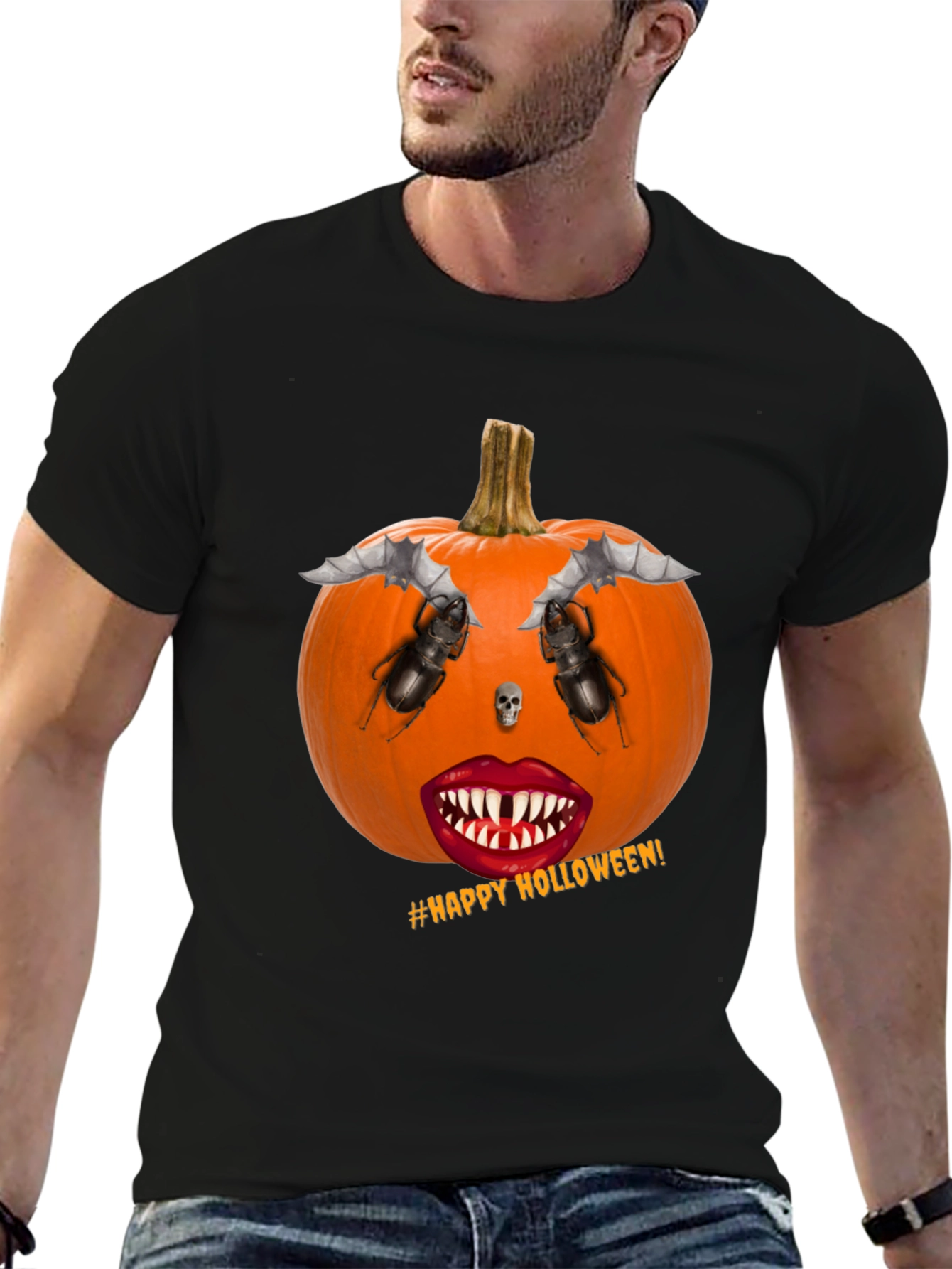 Halloween Pumpkin Face Graphic T-Shirt