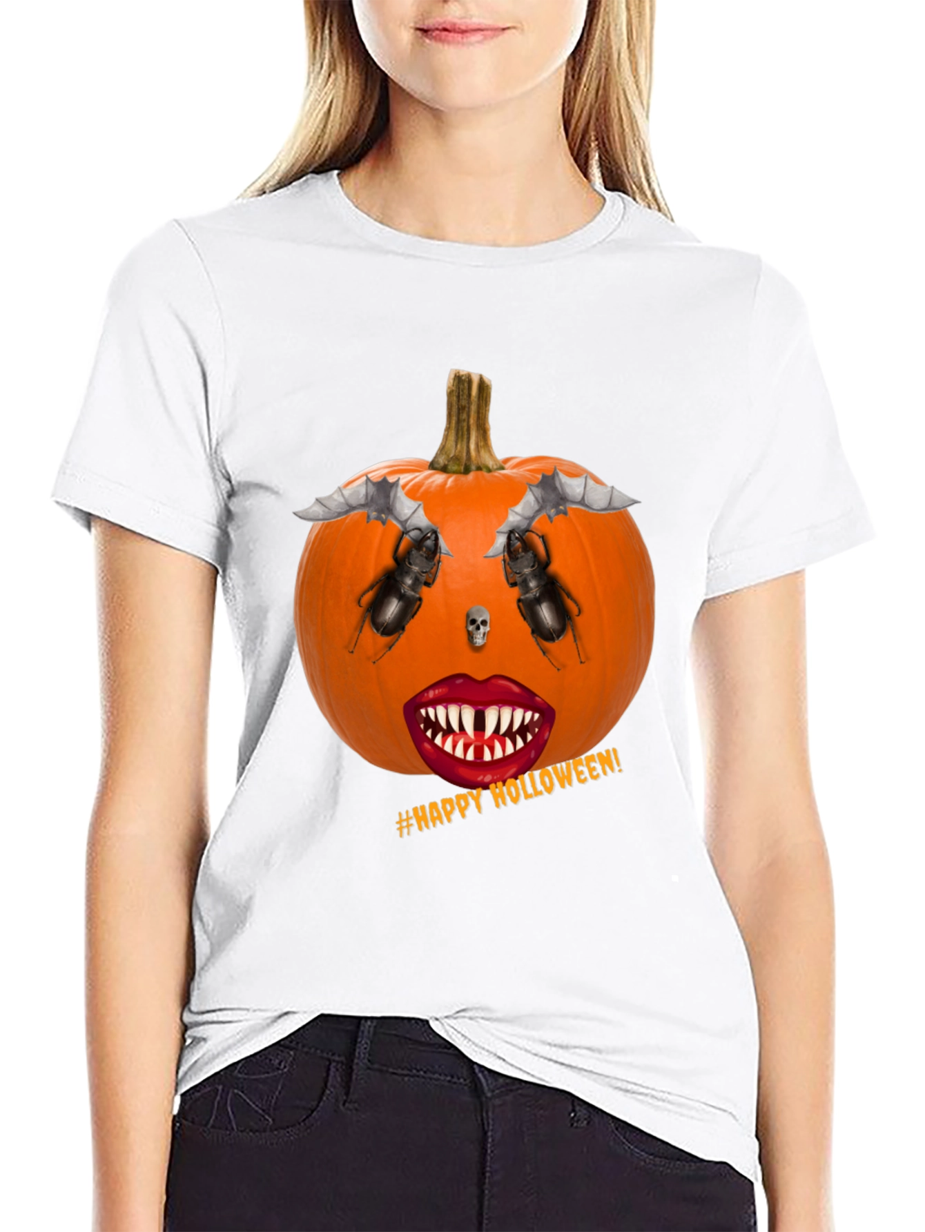 Halloween Pumpkin Face Graphic T-Shirt