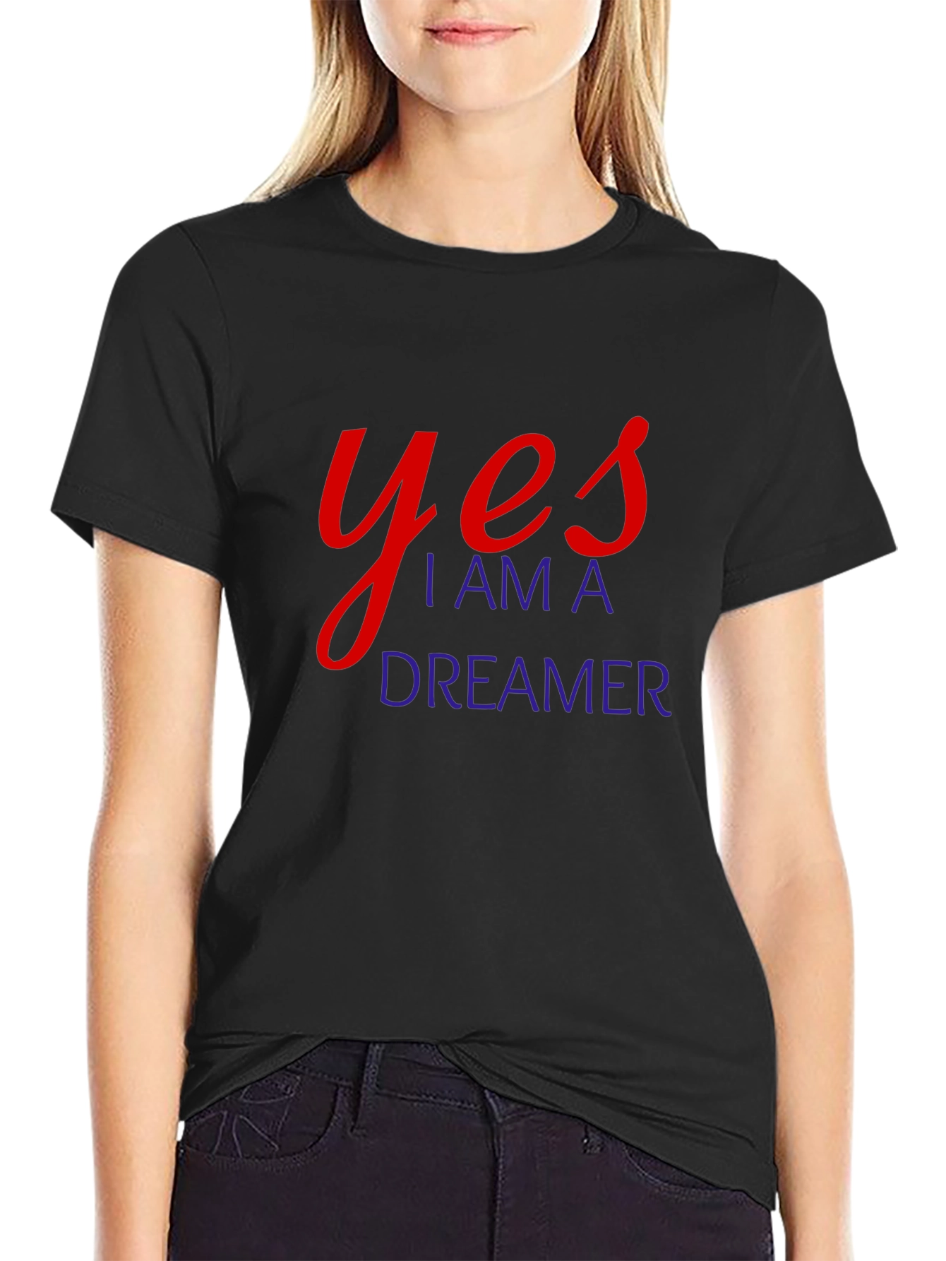 Yes I am a Dreamer Black Tee Shirt