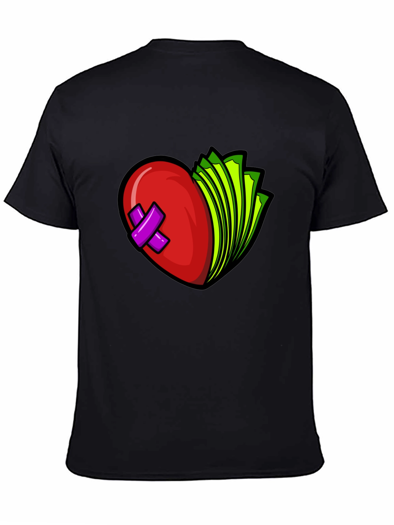 Heart and Money Graphic Tee - Black Cotton Blend