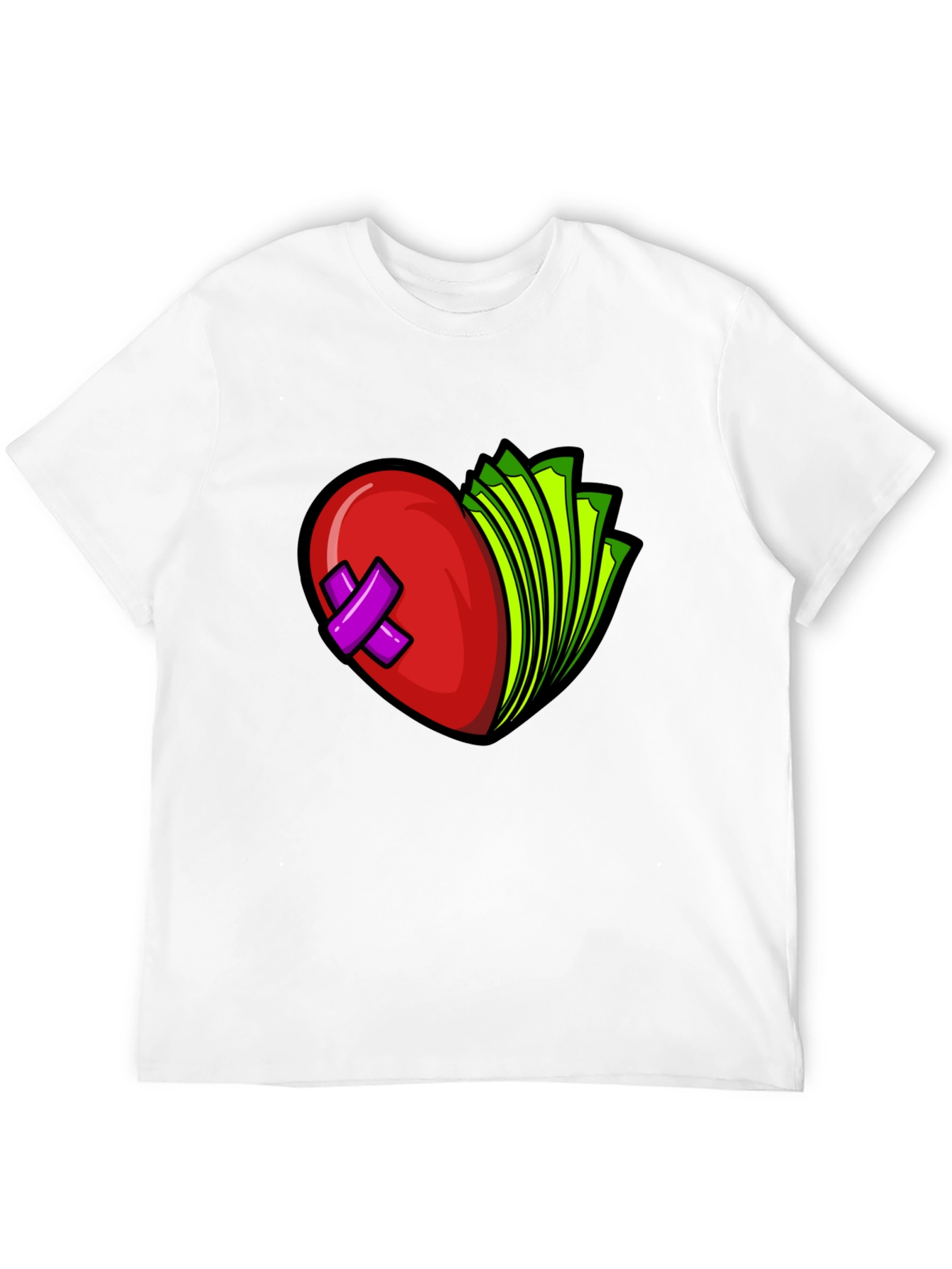 Heart and Money Graphic Tee - Black Cotton Blend