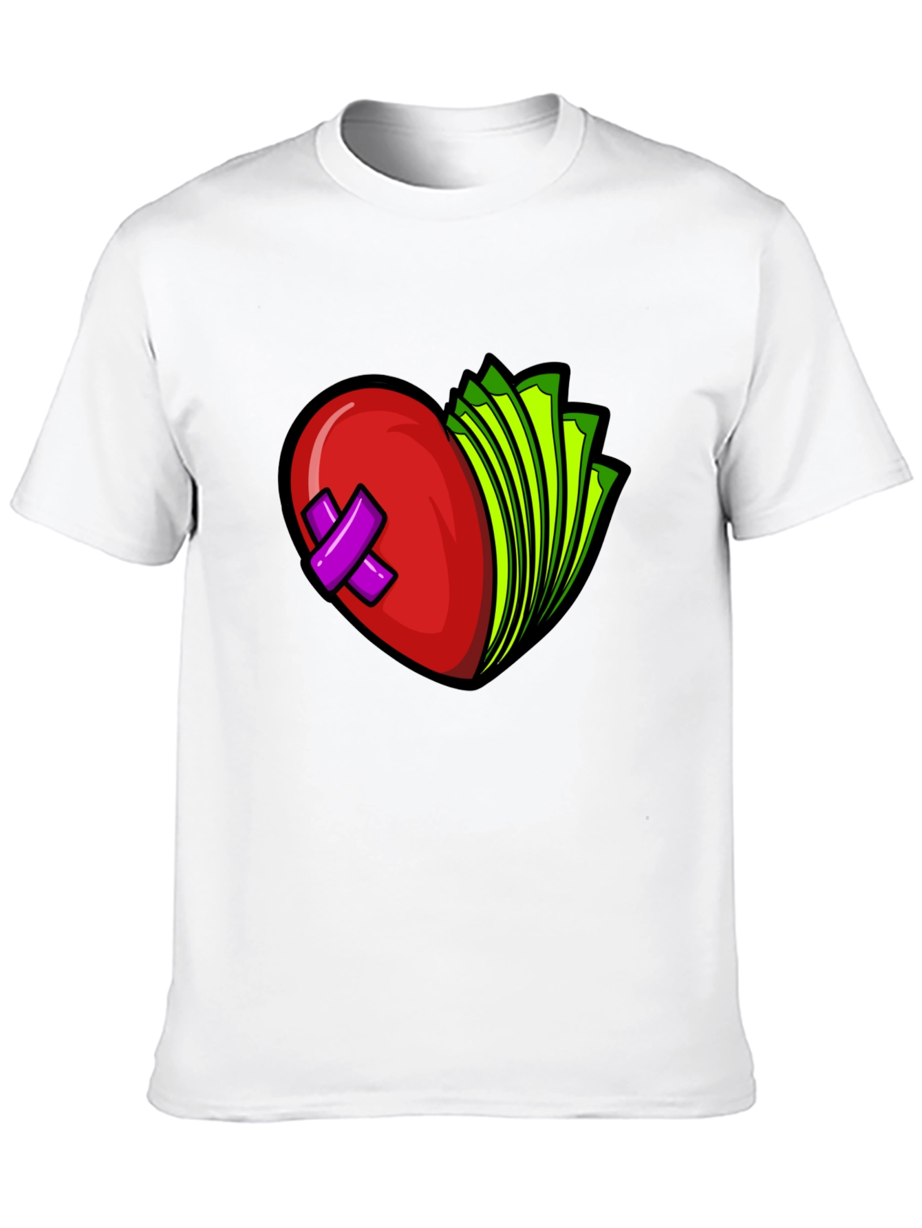 Heart and Money Graphic Tee - Black Cotton Blend