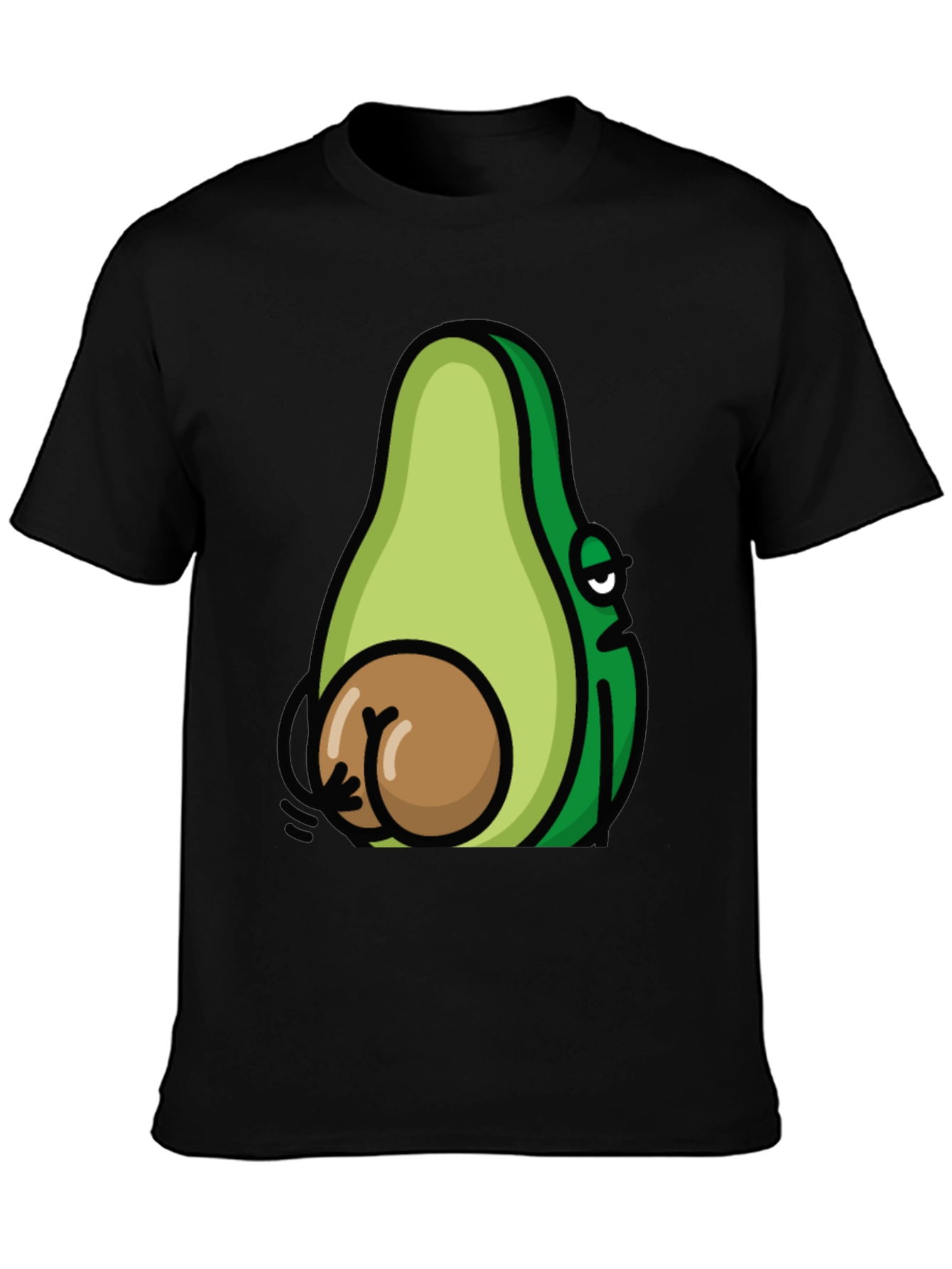 Funny Avocado Booty T-Shirt - Black