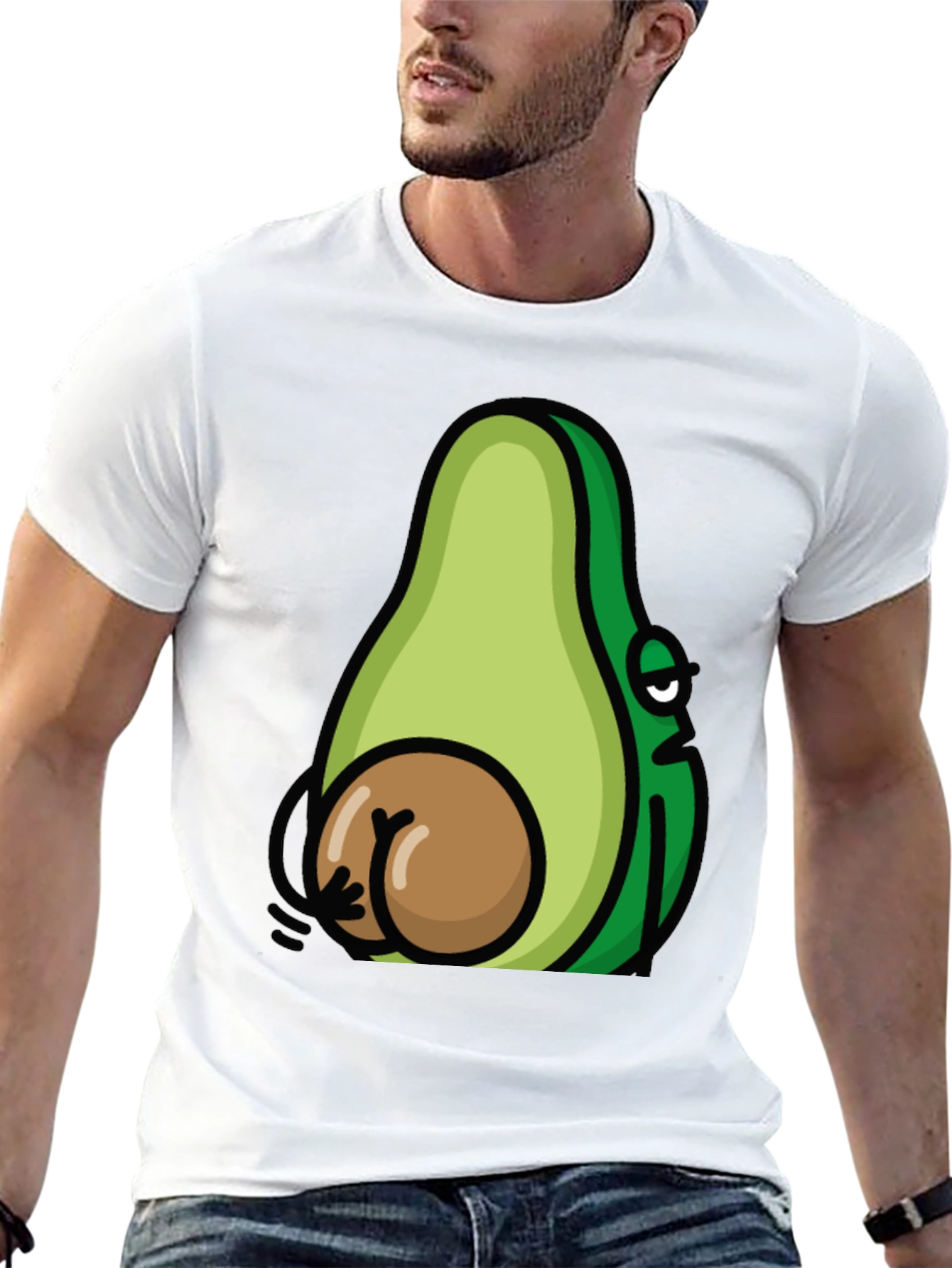Funny Avocado Booty T-Shirt - Black
