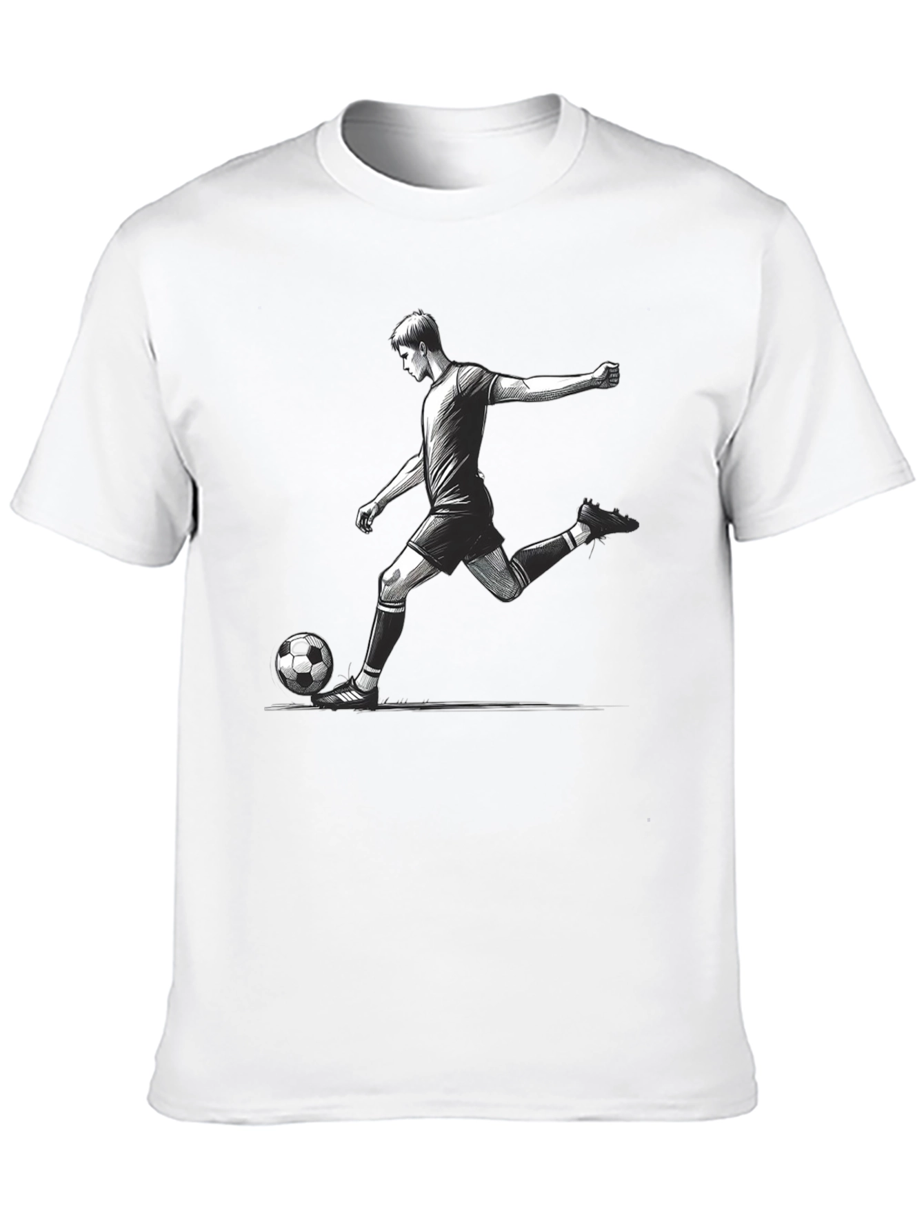 Soccer Player Graphic T-Shirt - Black Cotton Tee