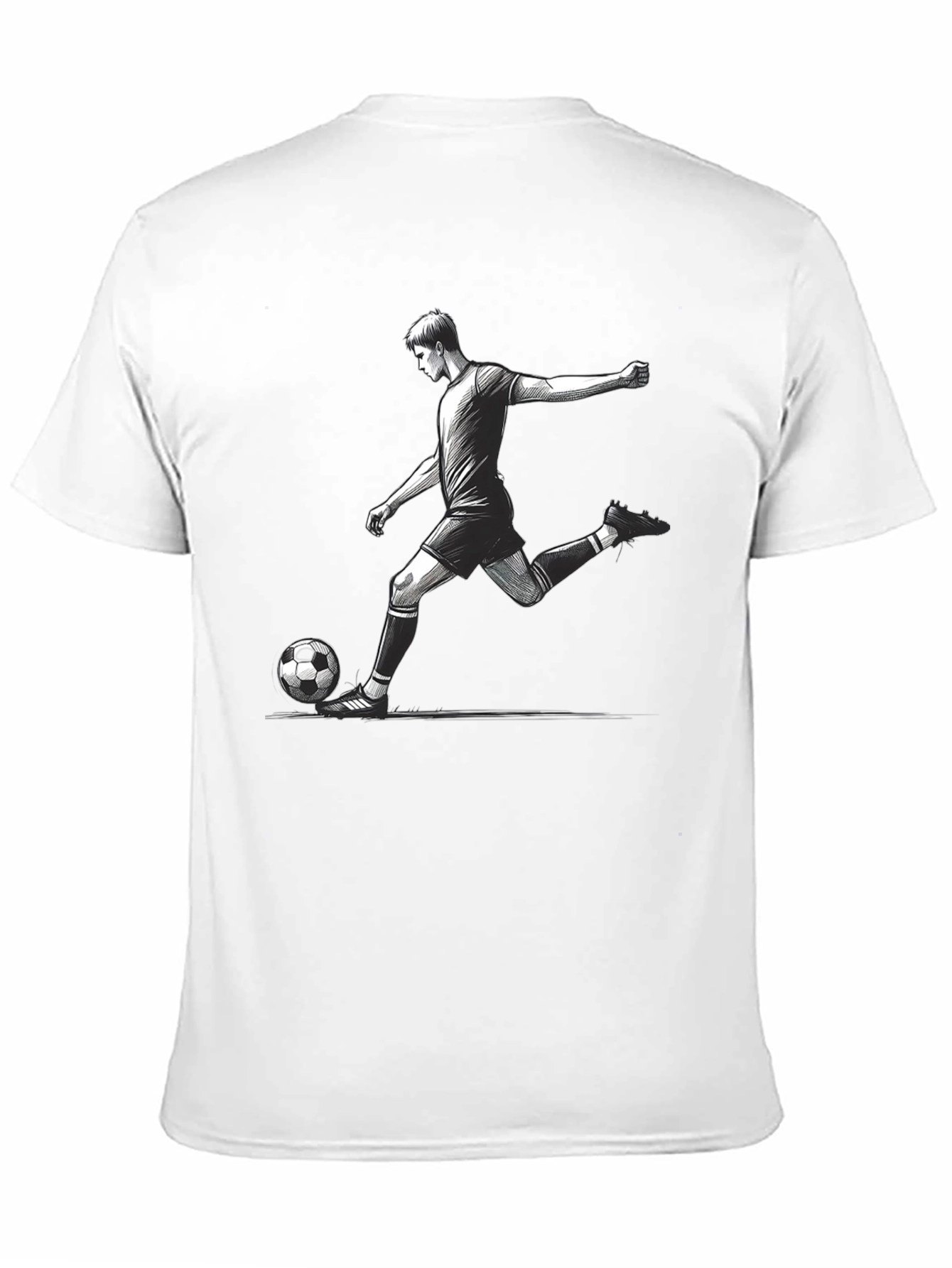 Soccer Player Graphic T-Shirt - Black Cotton Tee