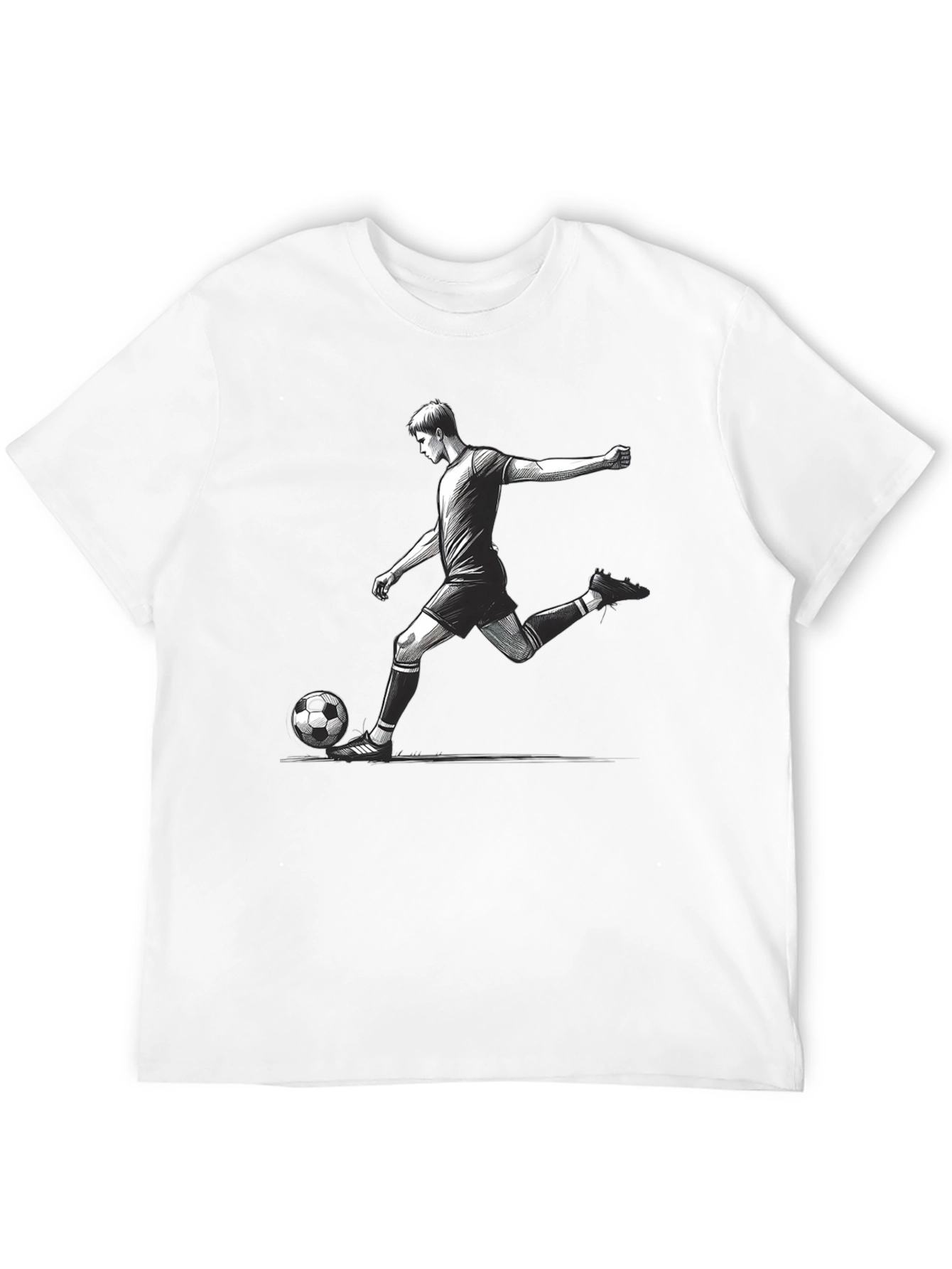 Soccer Player Graphic T-Shirt - Black Cotton Tee
