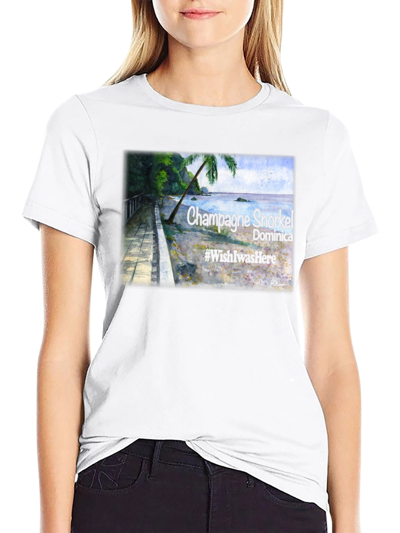 Champagne Snorkel Dominica Black T-Shirt