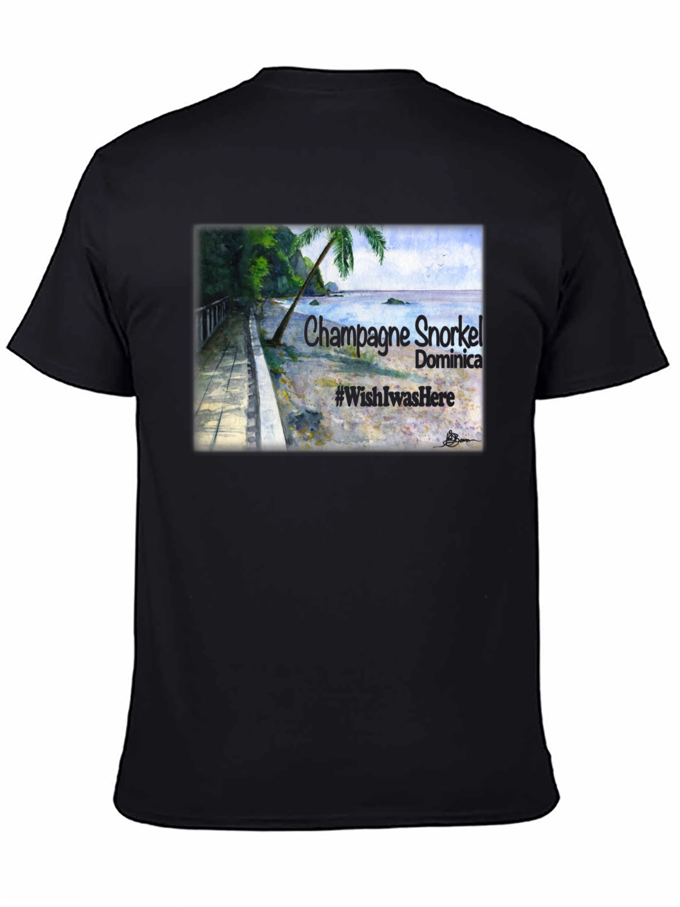 Champagne Snorkel Dominica Black T-Shirt