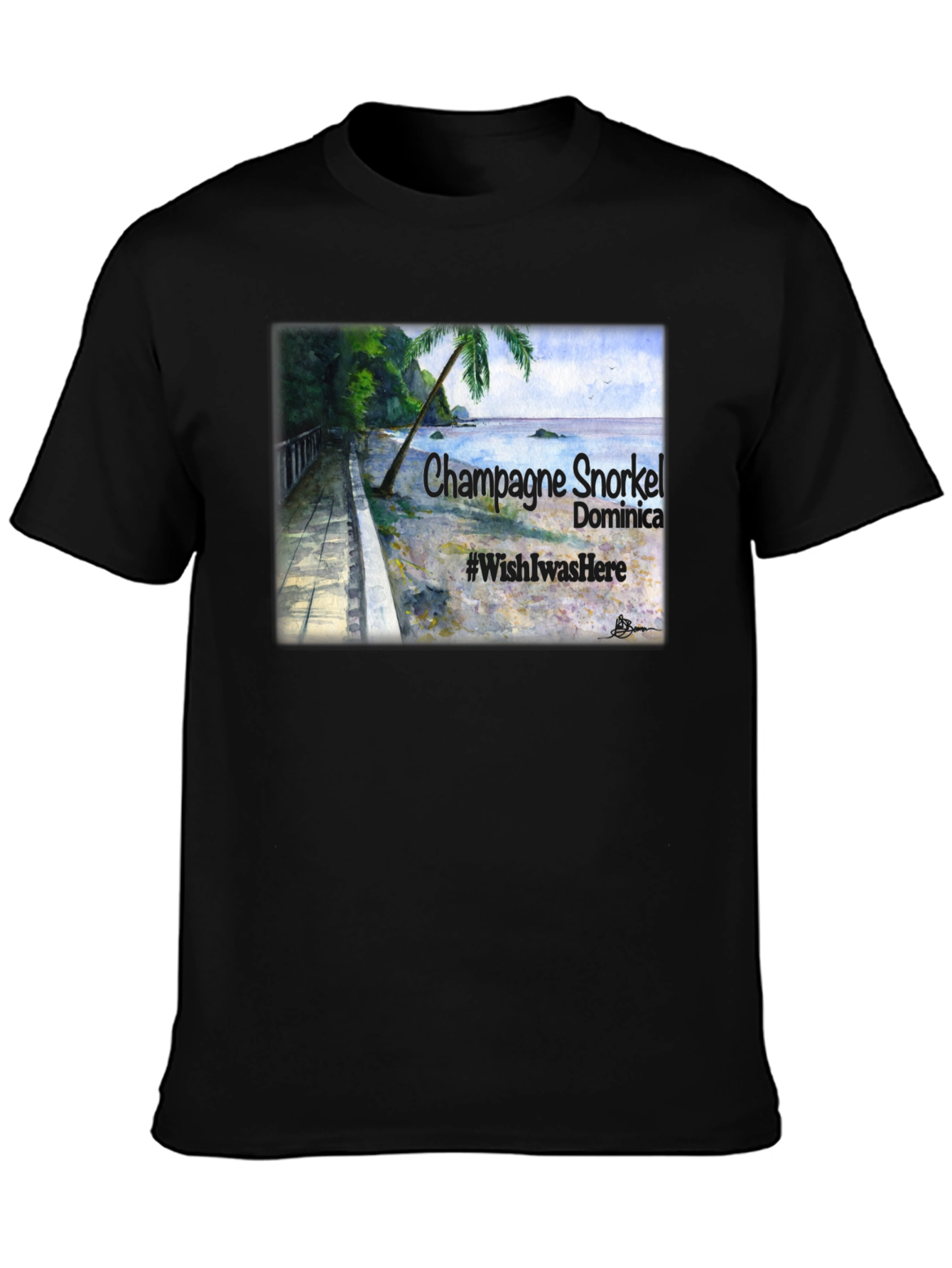 Champagne Snorkel Dominica Black T-Shirt