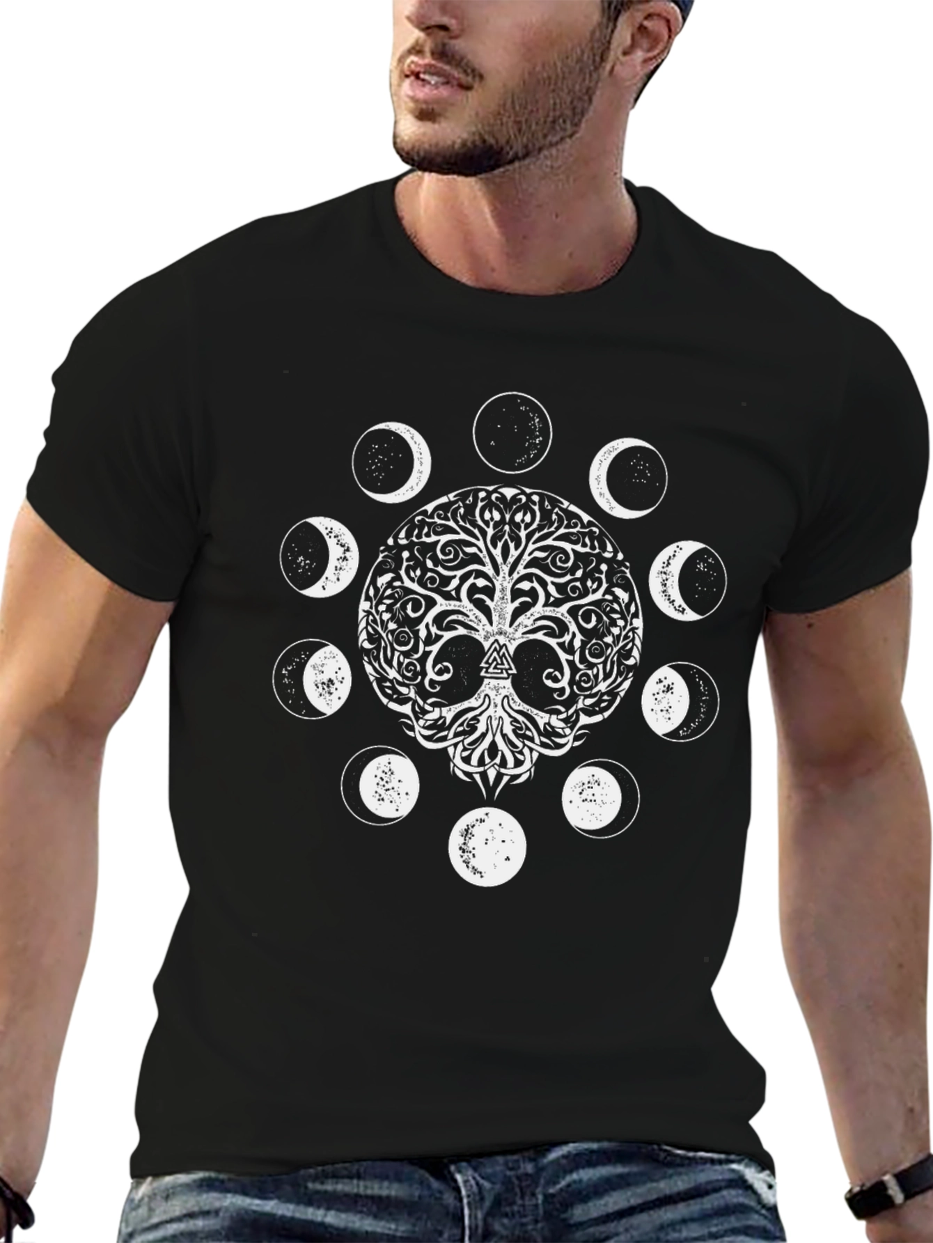 Tree of Life Moon Phases Black T-Shirt