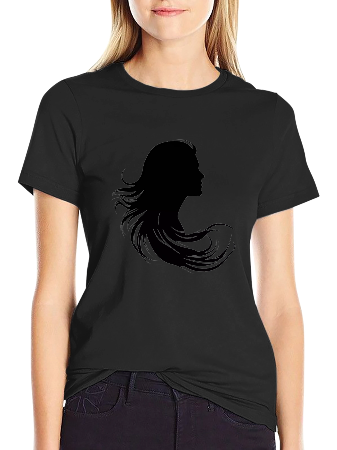 Silhouette Woman Graphic Tee - Stylish Black T-Shirt