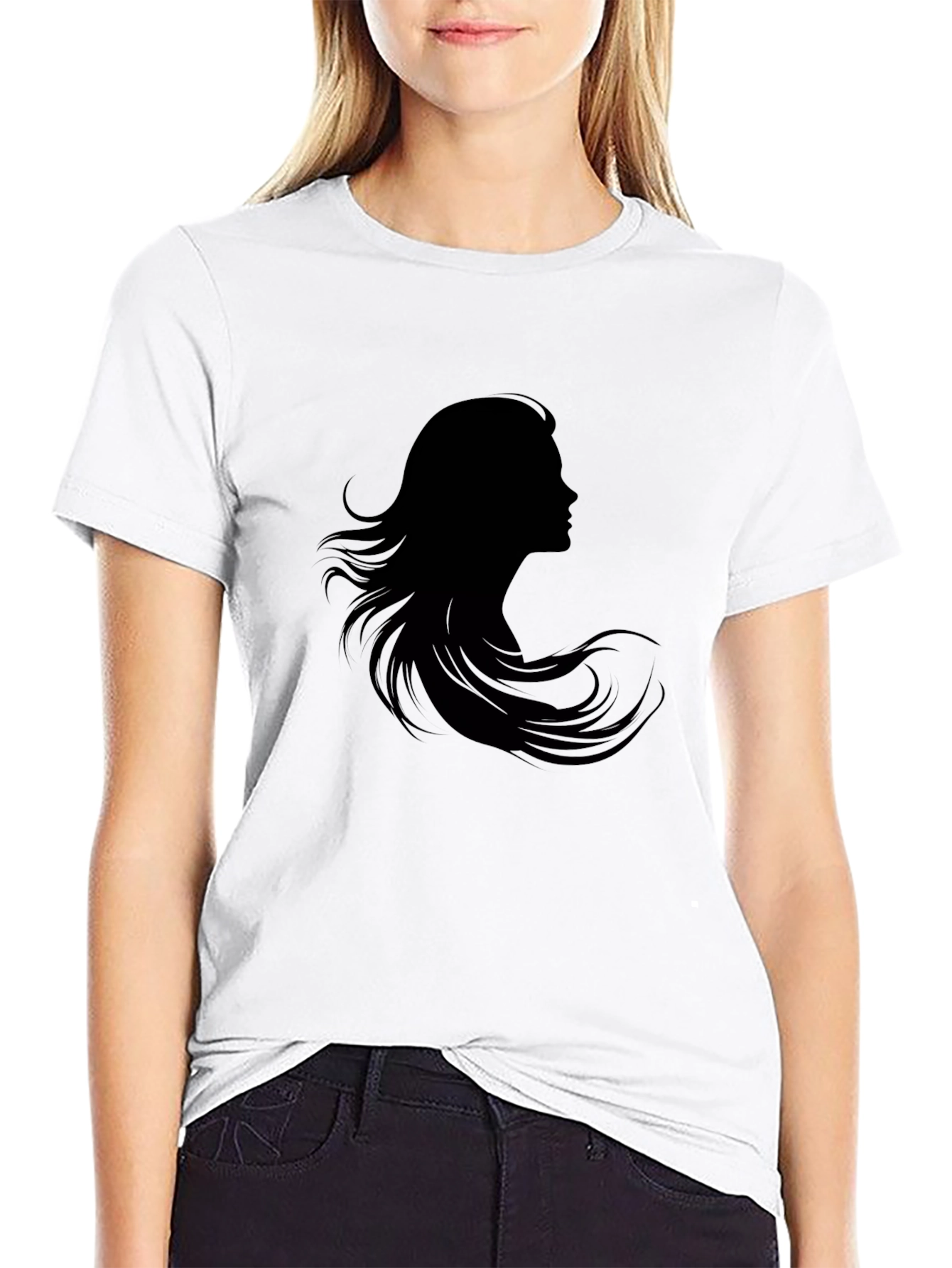 Silhouette Woman Graphic Tee - Stylish Black T-Shirt