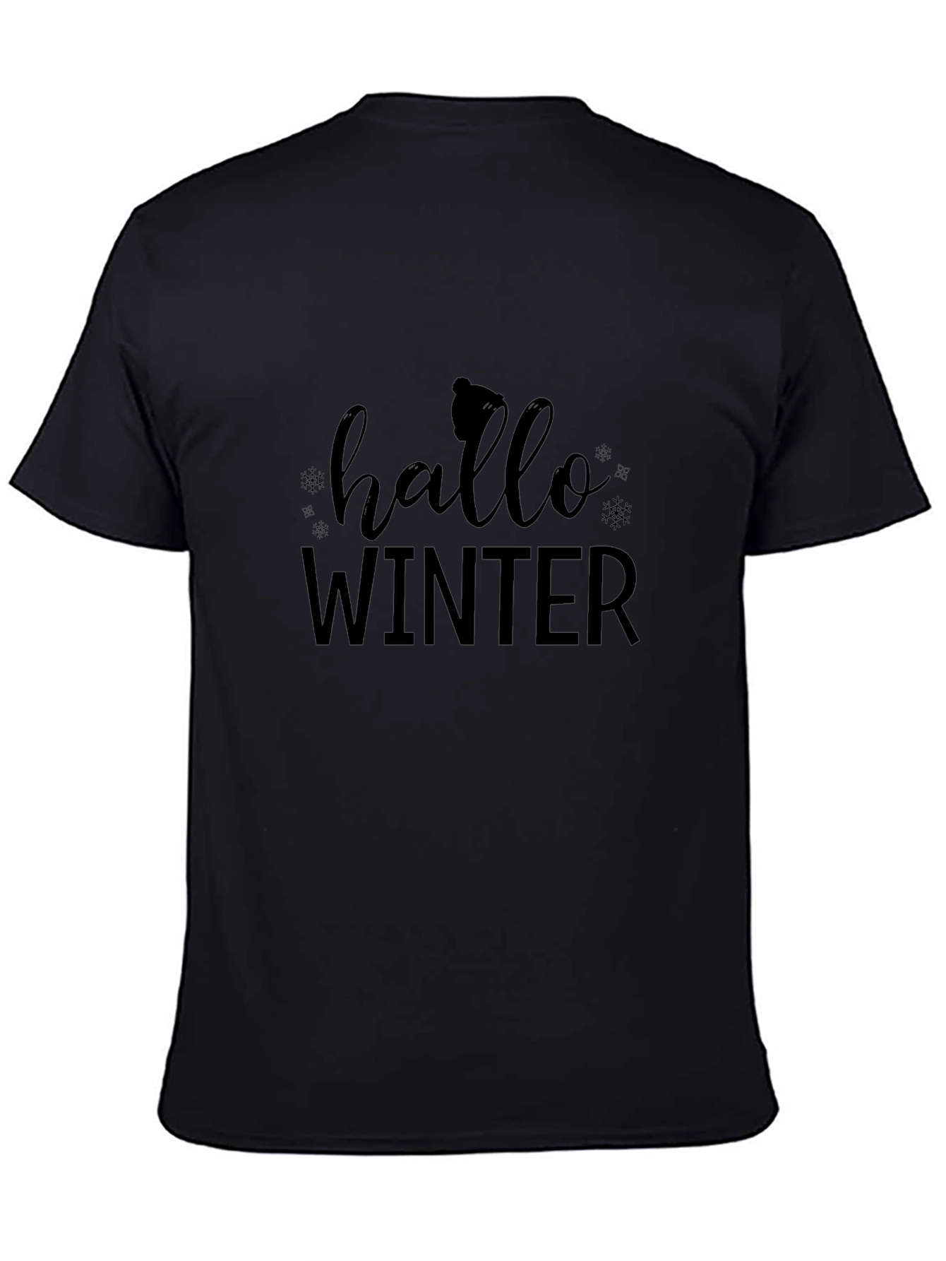 Hello Winter Black Graphic T-Shirt