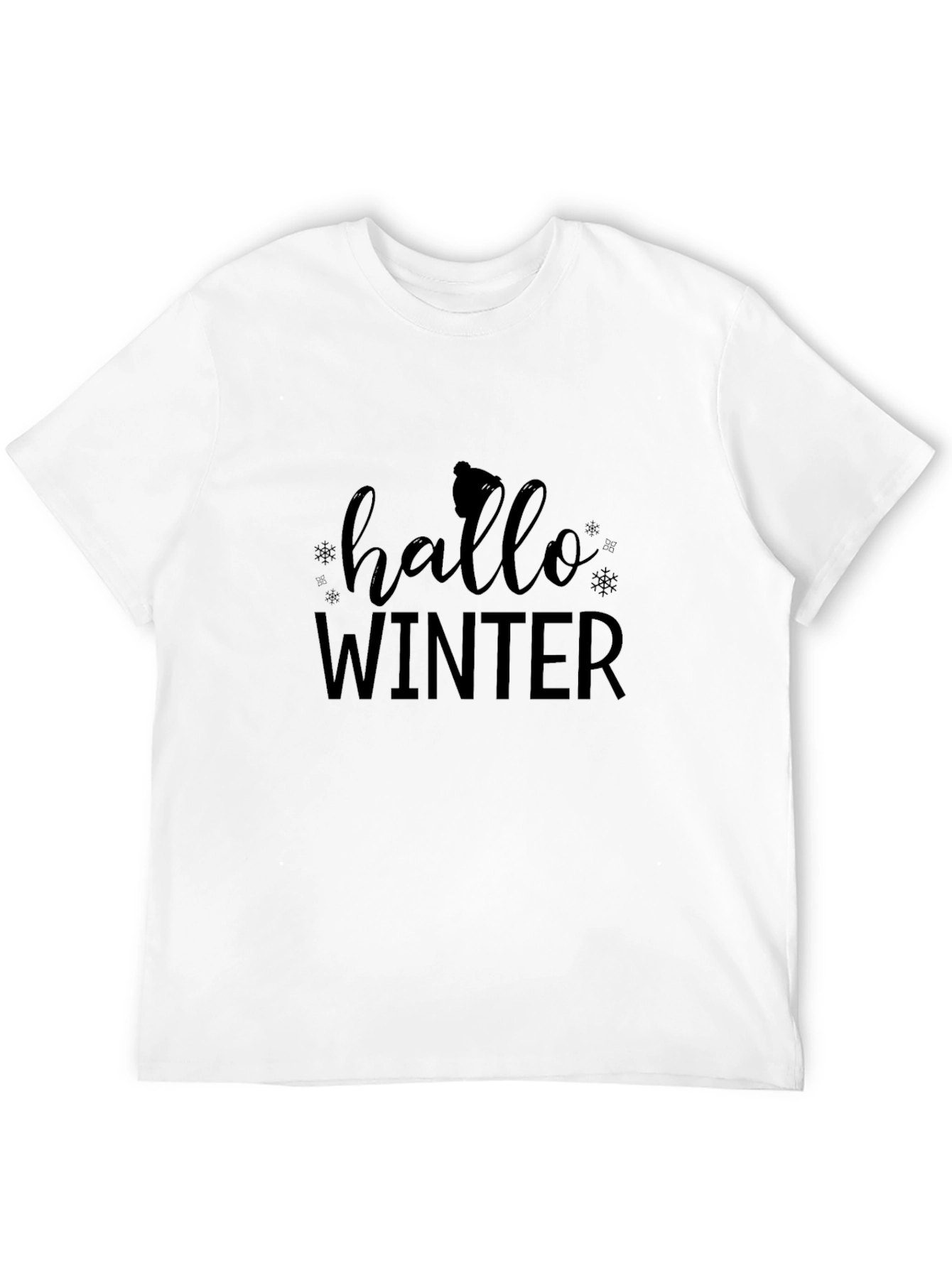 Hello Winter Black Graphic T-Shirt