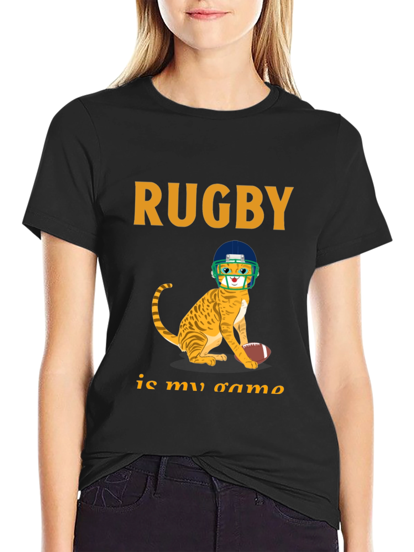 Rugby Cat Graphic T-Shirt