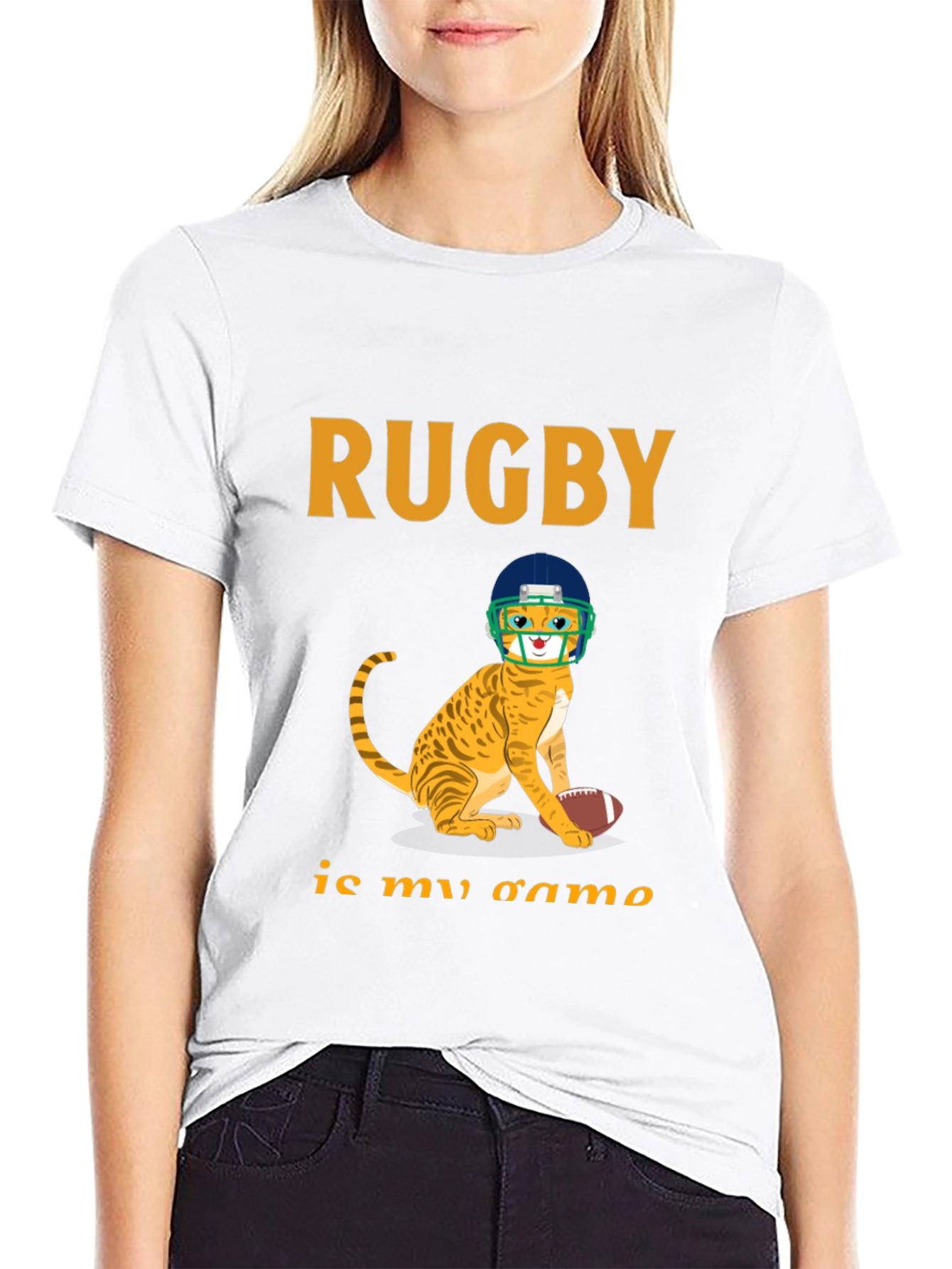 Rugby Cat Graphic T-Shirt