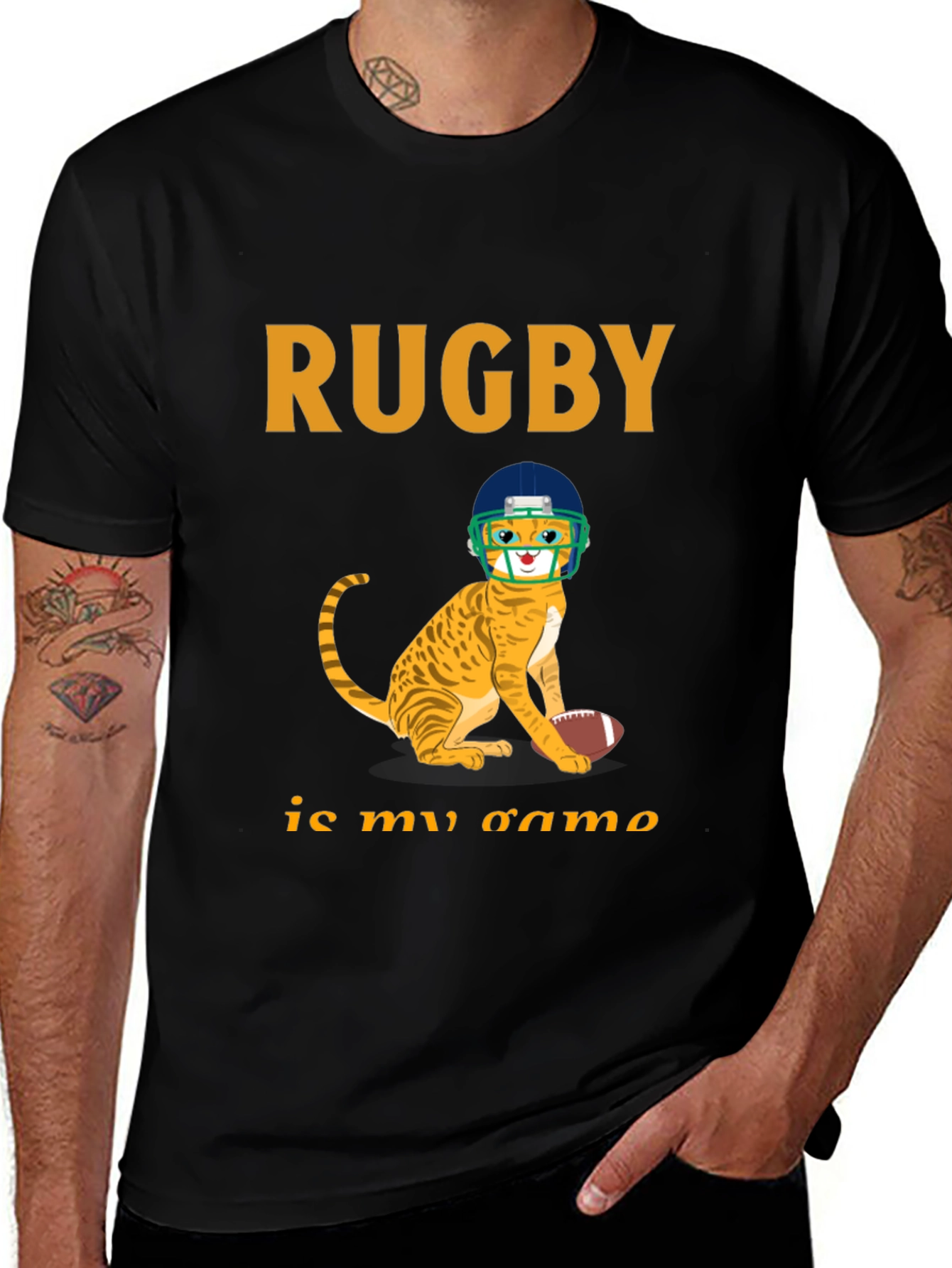 Rugby Cat Graphic T-Shirt