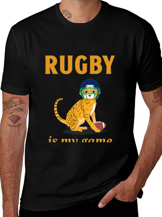 Rugby Cat Graphic T-Shirt