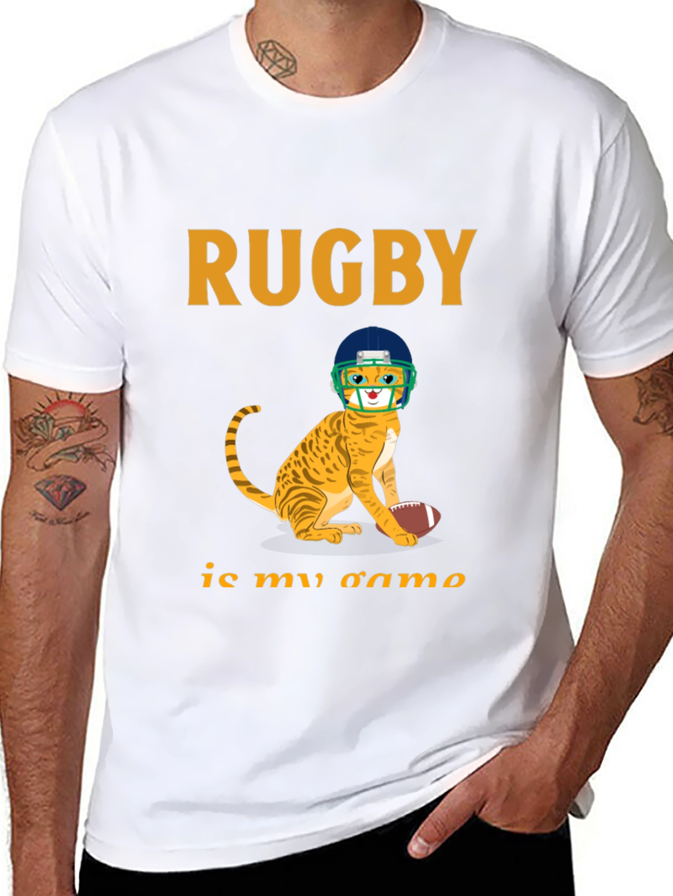 Rugby Cat Graphic T-Shirt