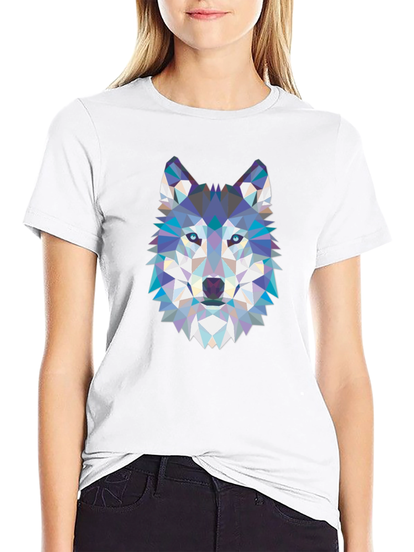 Geometric Wolf Graphic Tee - Cool Abstract Design