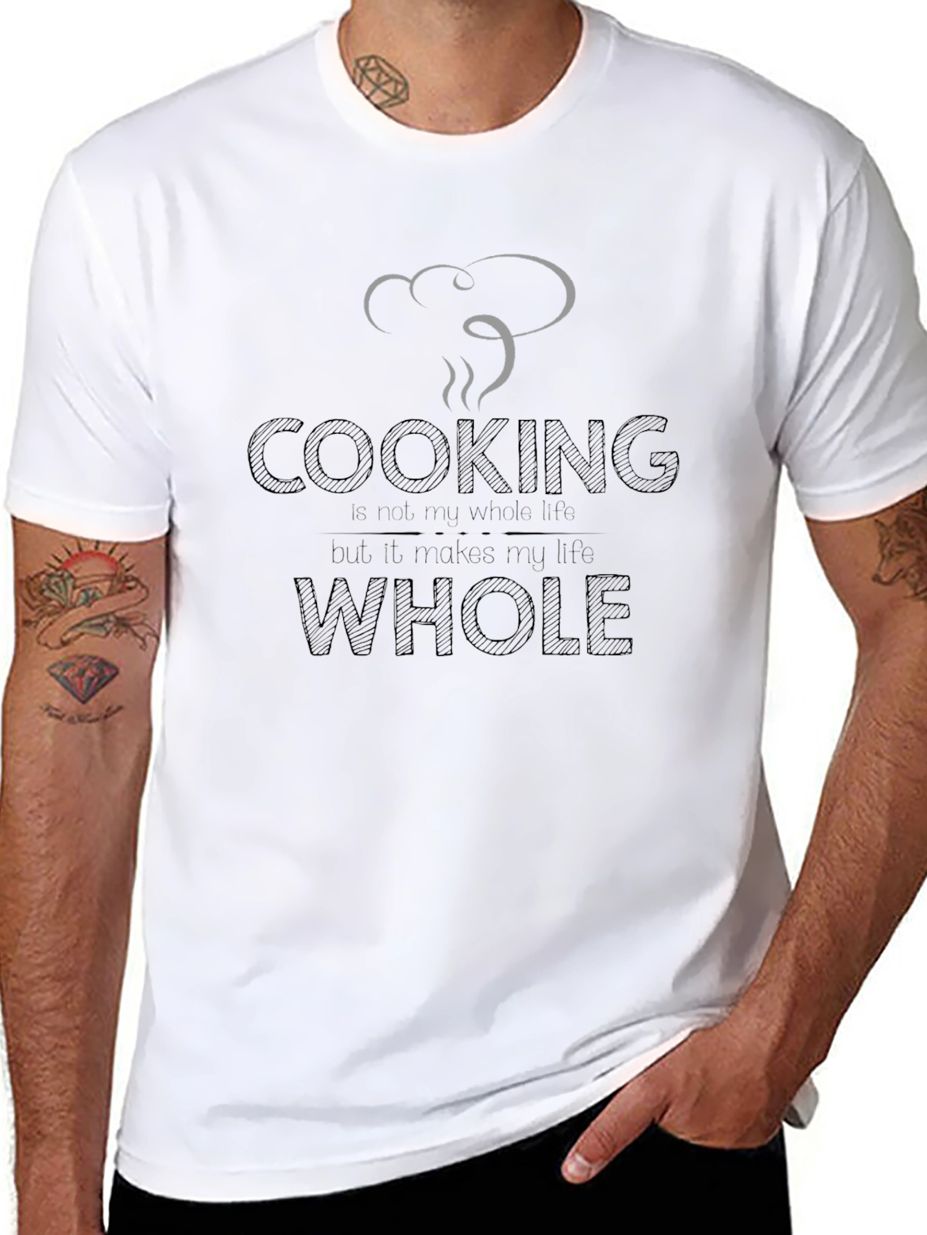 Cooking Makes My Life Whole Black T-Shirt