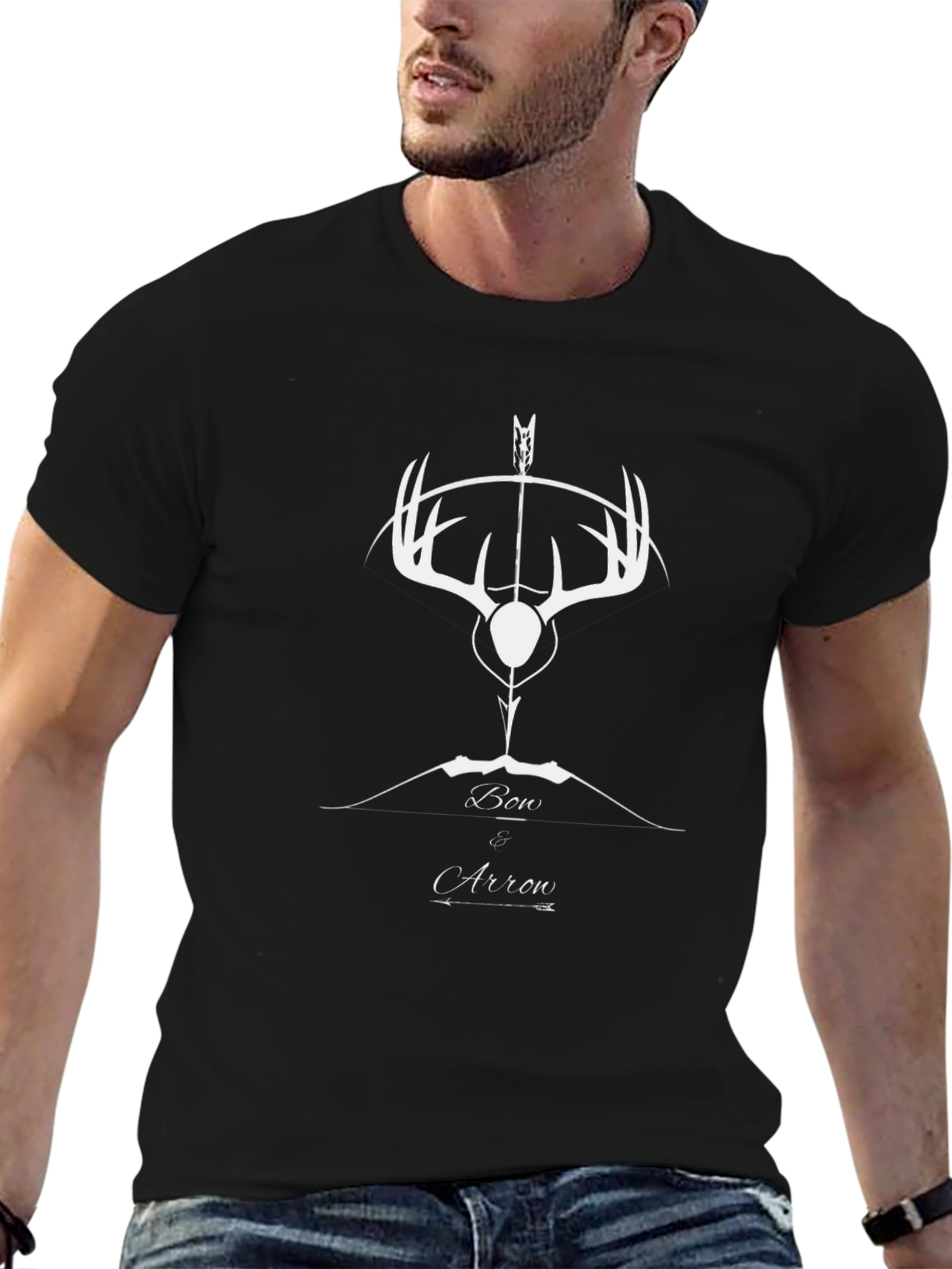 Bow & Arrow Deer Antler Graphic Tee - Black