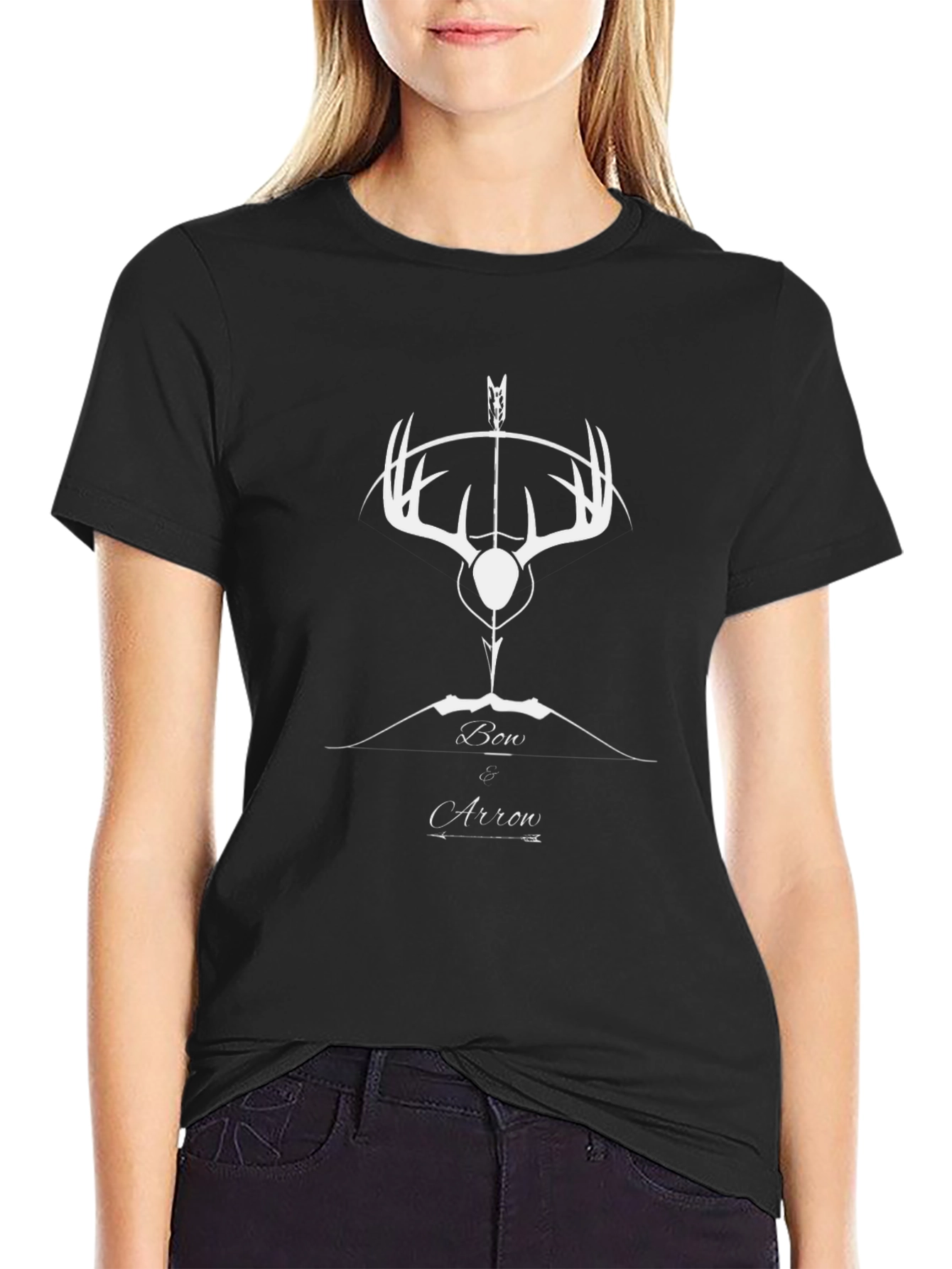 Bow & Arrow Deer Antler Graphic Tee - Black