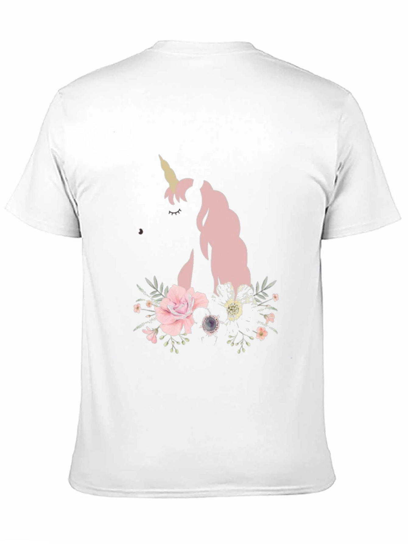 Floral Unicorn Black T-Shirt