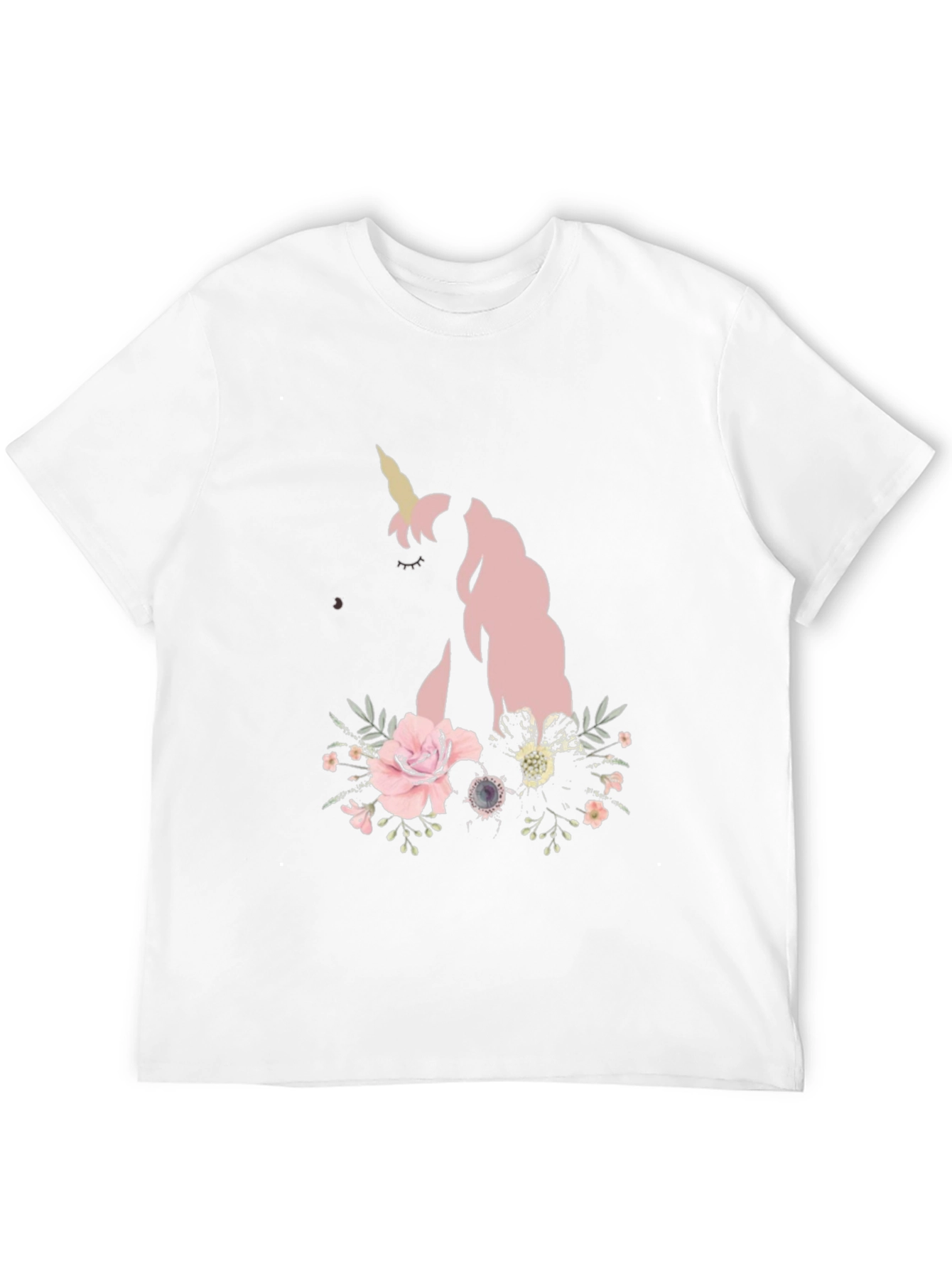 Floral Unicorn Black T-Shirt