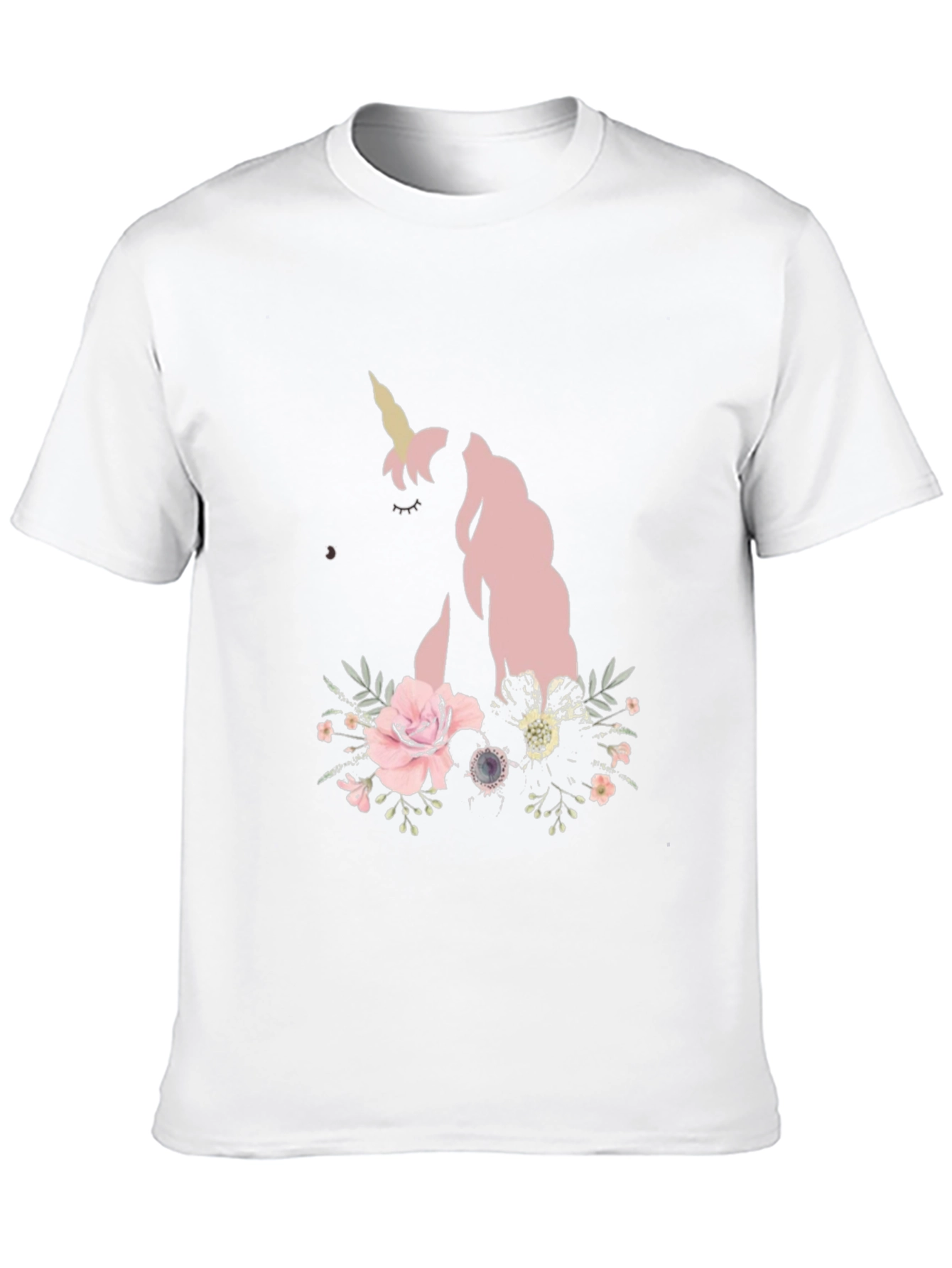 Floral Unicorn Black T-Shirt